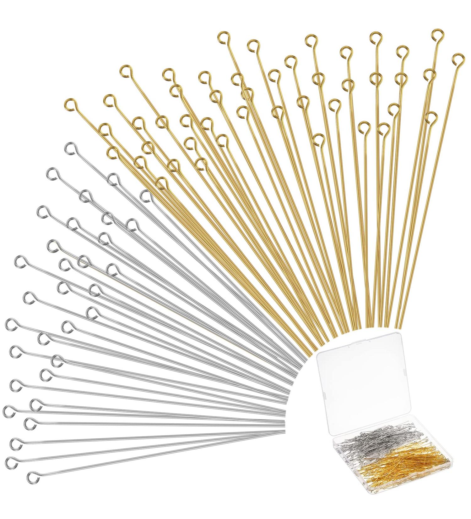 500 Pieces 50mm Eye Pins for Jewelry Making - Gold & Silver Ball Head Pins for DIY Earrings, Bracelets - Crafting Accessories Supply - Buy Online on SooperMarket.com