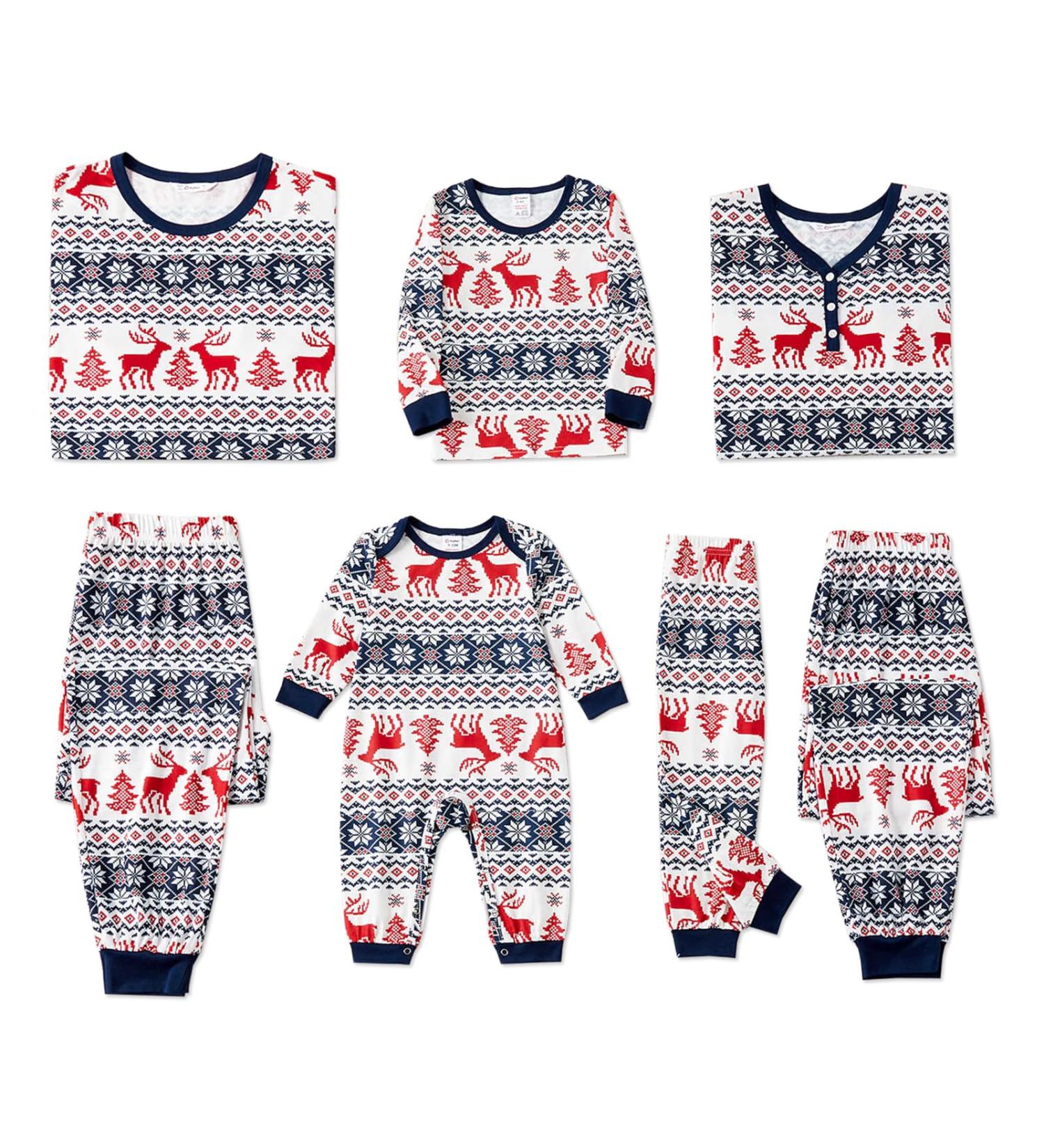 PatPat Family Christmas PJs Matching Sets - Reindeer & Snowflake Patterned Sleepwear for Couples & Kids, Blue/White, Kids 8-9 Years - Buy Online on SooperMarket.com
