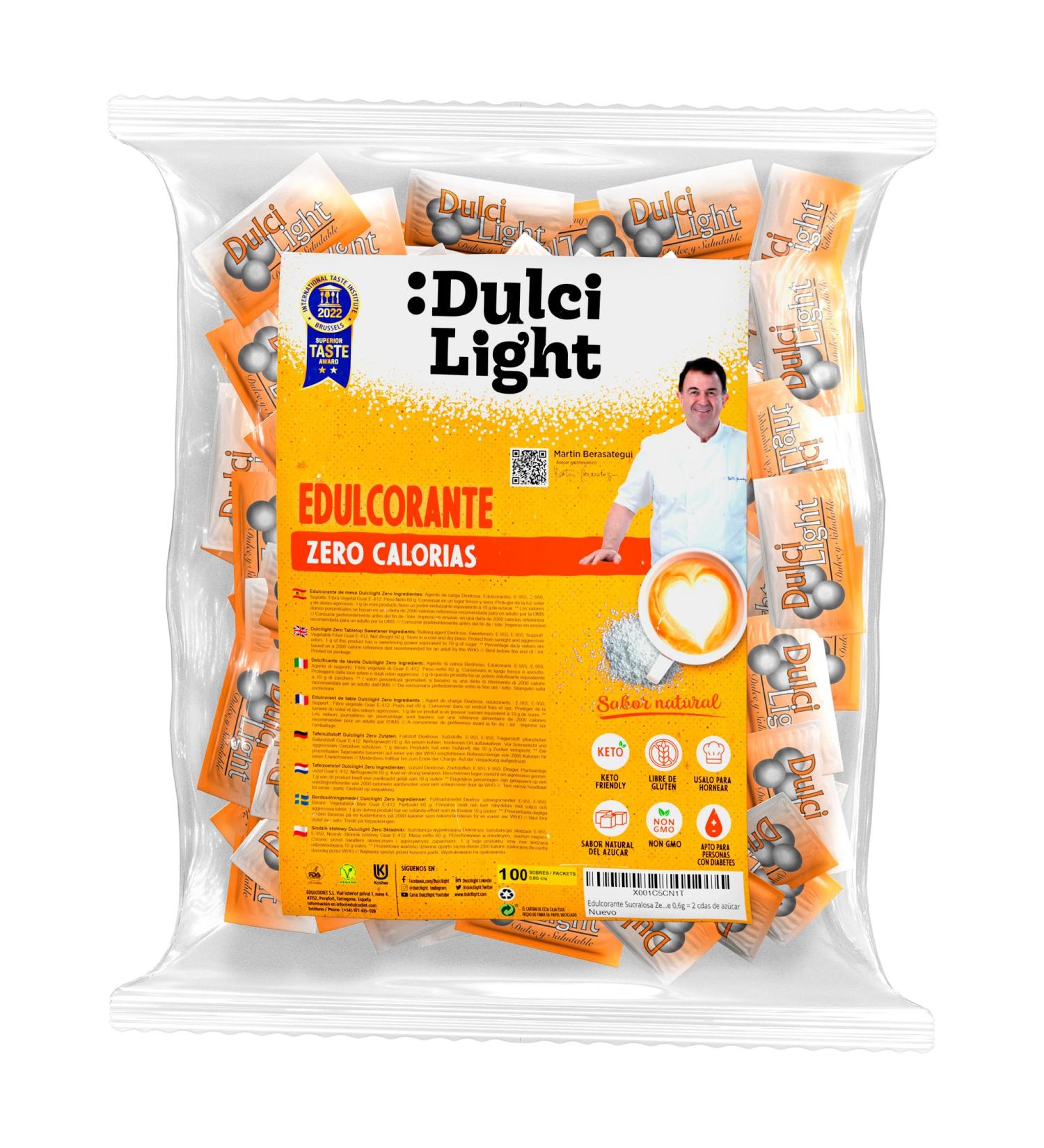Dulci Light Sucralose Sweetener - 100g Zero Calorie Sweetener 100 Packets | Natural Sugar Substitute for Drinks & Food - Buy Online on SooperMarket.com