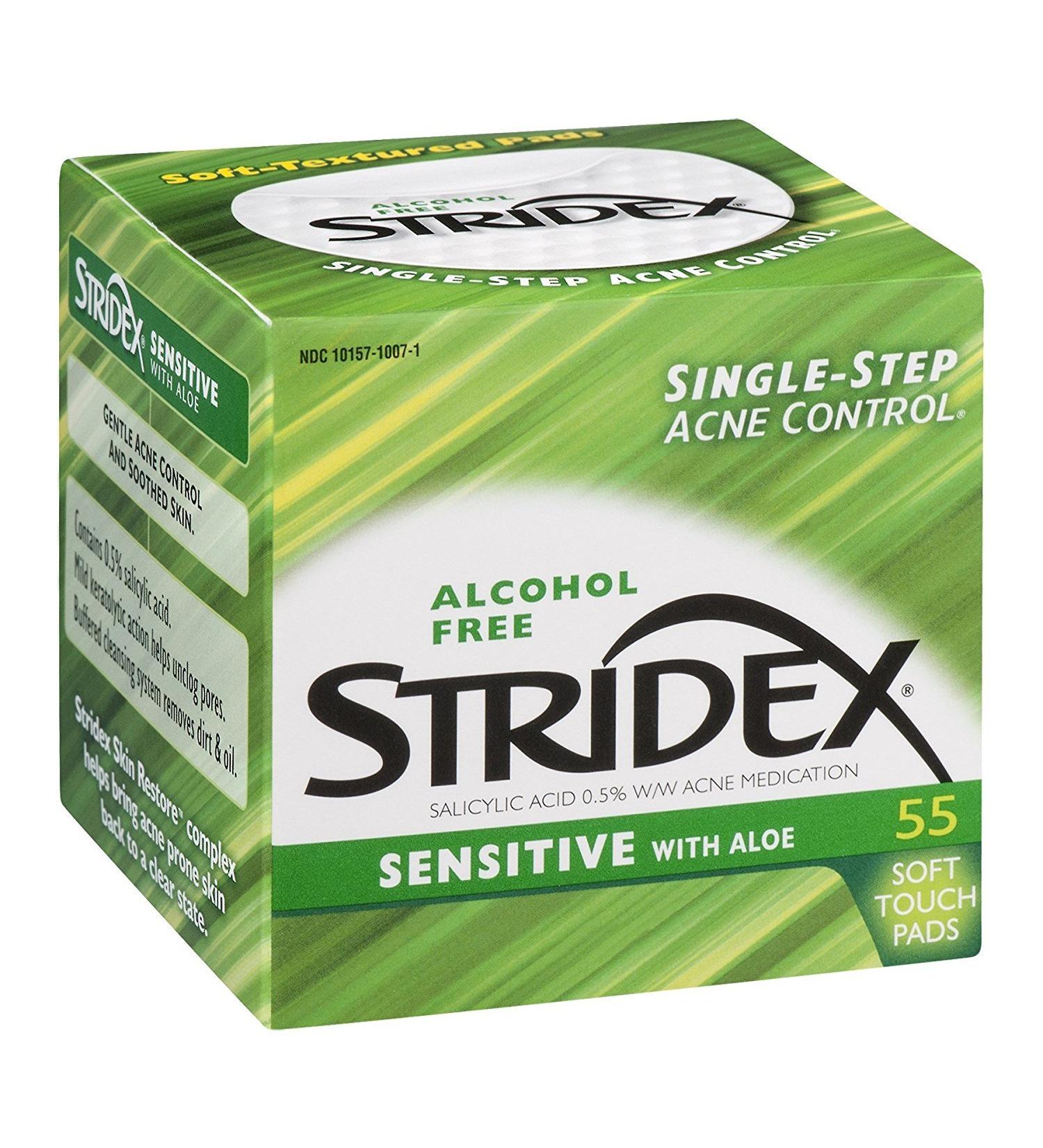 Stridex Single-Step Acne Control Sensitive with Aloe Alcohol Free Soft Touch Pads