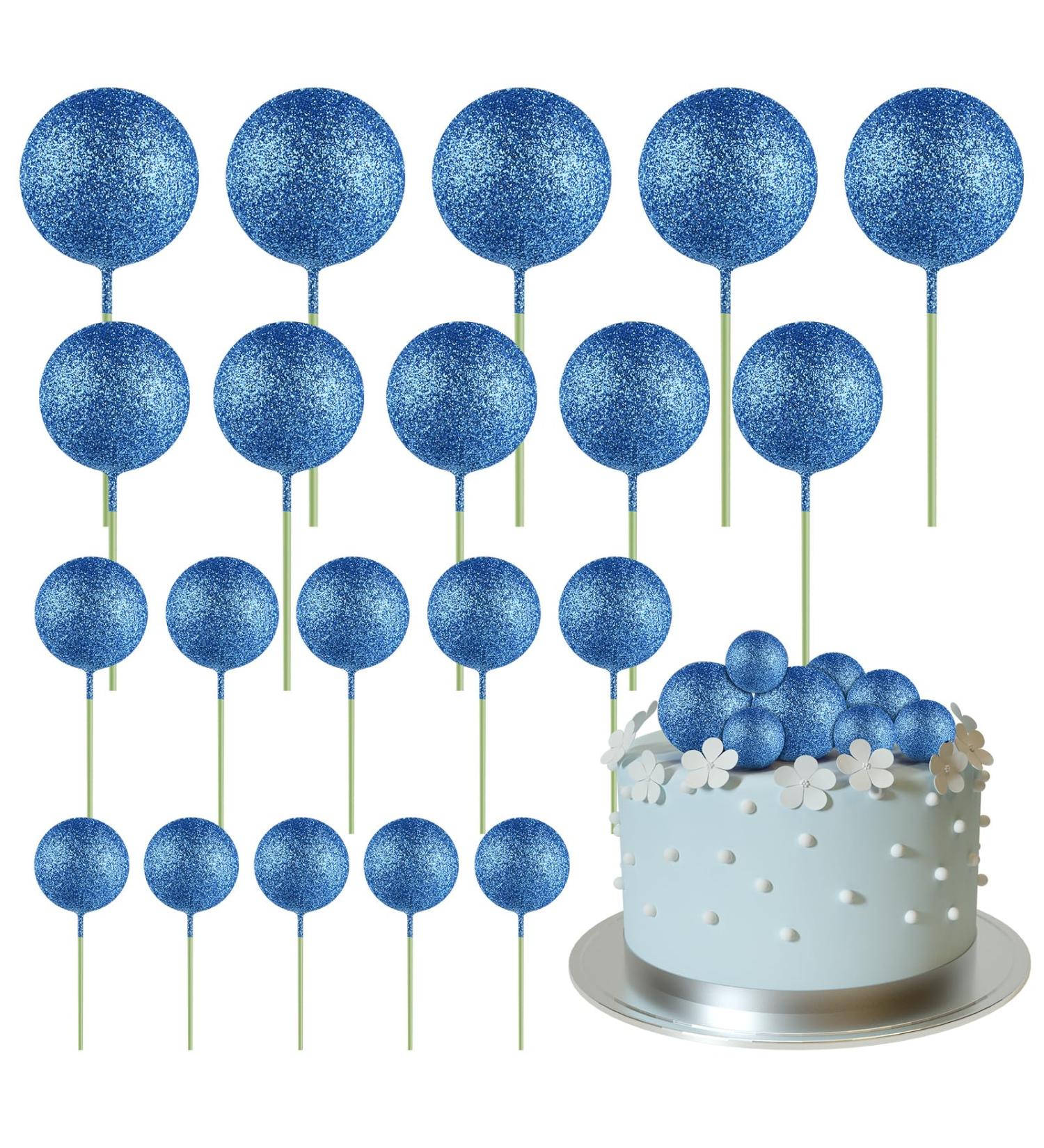 Astaron 20 Mini Balloon Cake Toppers - Glitter Blue Tortendeko Balls for Weddings Birthdays & Baby Parties - Buy Online on SooperMarket.com