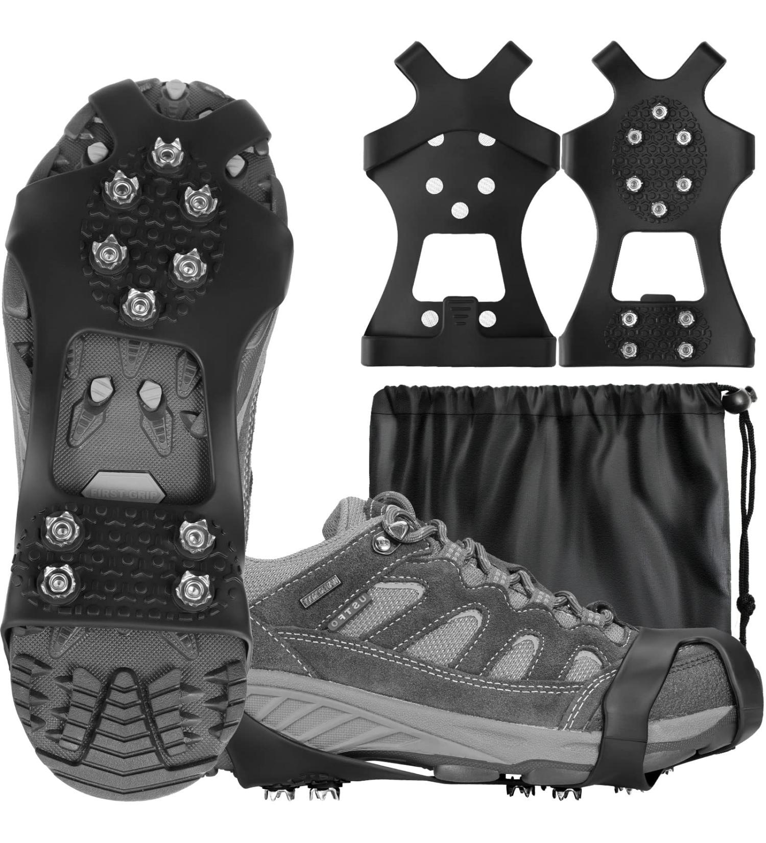 Rhino Valley Ice Cleats Spikes Crampons - Stainless Steel Ice Grips for Men & Women - Anti Slip Traction Cleats for Hiking & Outdoor Activities - Buy Online on SooperMarket.com