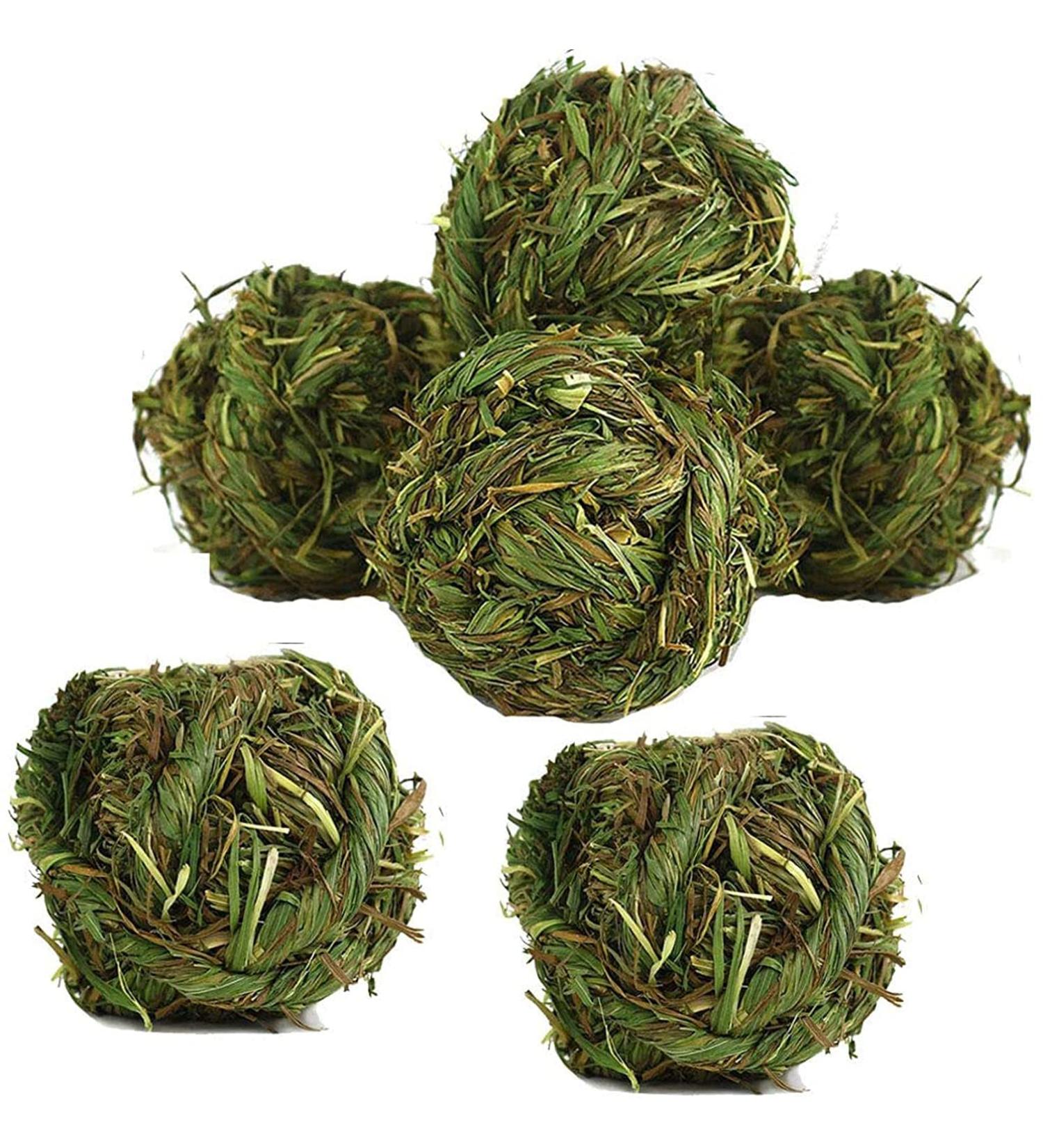 6pc Rabbit Chew Ball Timothy Grass Toys for Small Animals - Ideal for Bunny Rabbits, Hamsters, & Guinea Pigs - Buy Online on SooperMarket.com
