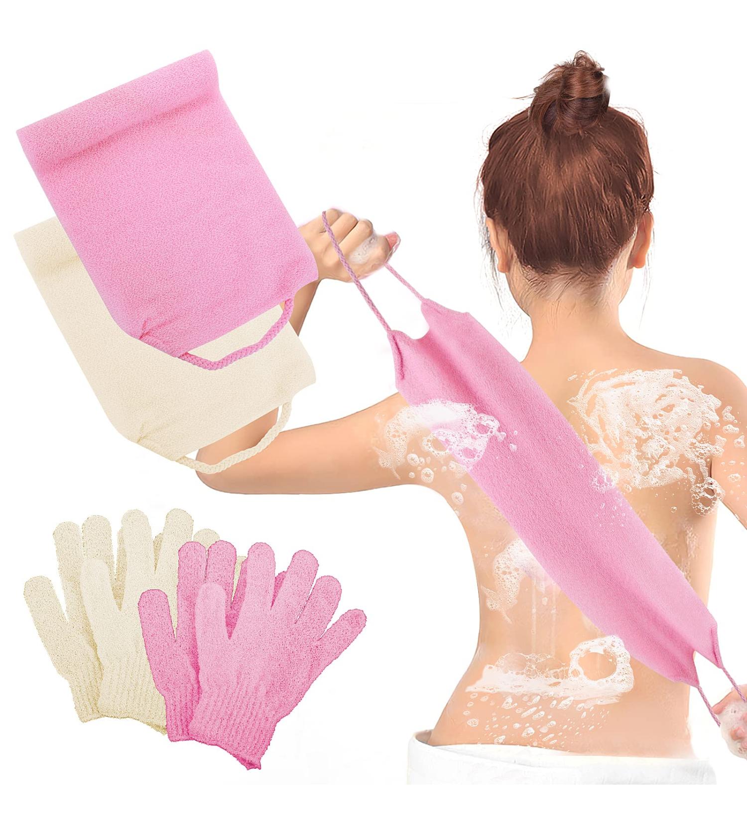 6-Piece Exfoliating Shower Bath Gloves and Scrubber Set for Men and Women - Buy Online on SooperMarket.com