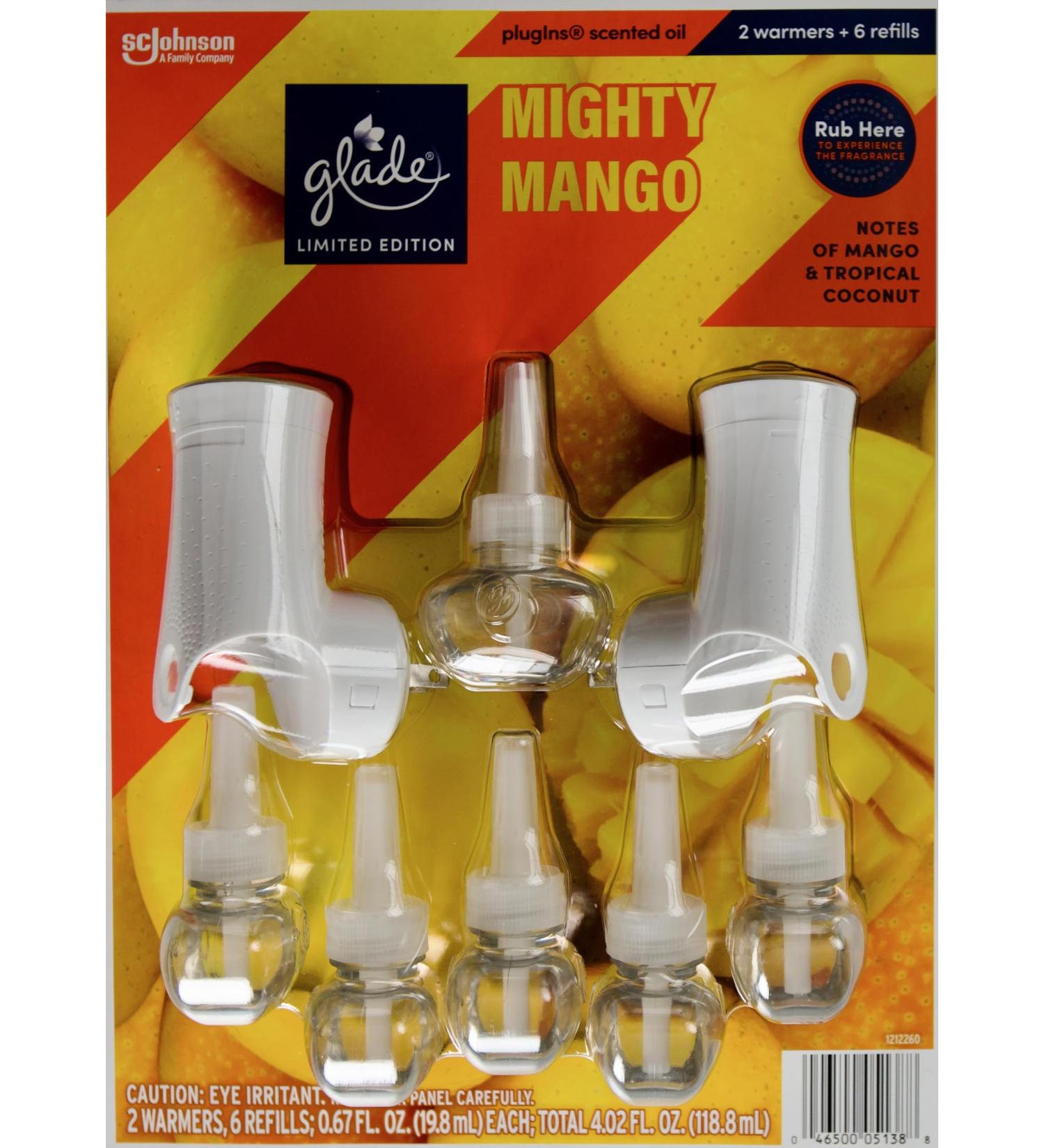 Glade Limited Edition Mighty Mango Plugins Scented Oil 6 Refills + 2 Warmers Purple