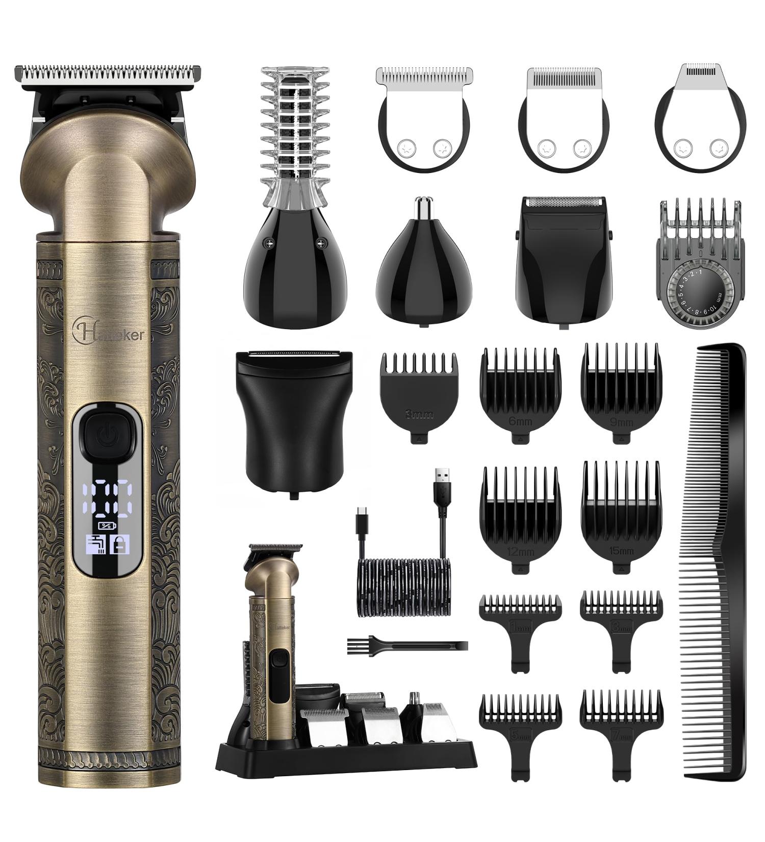 Buy Hatteker 8-in-1 Beard Trimmer Kit | Professional Hair Clipper & T-Blade Electric Razor for Men - Cordless Grooming | International Shipping Available - Buy Online on SooperMarket.com