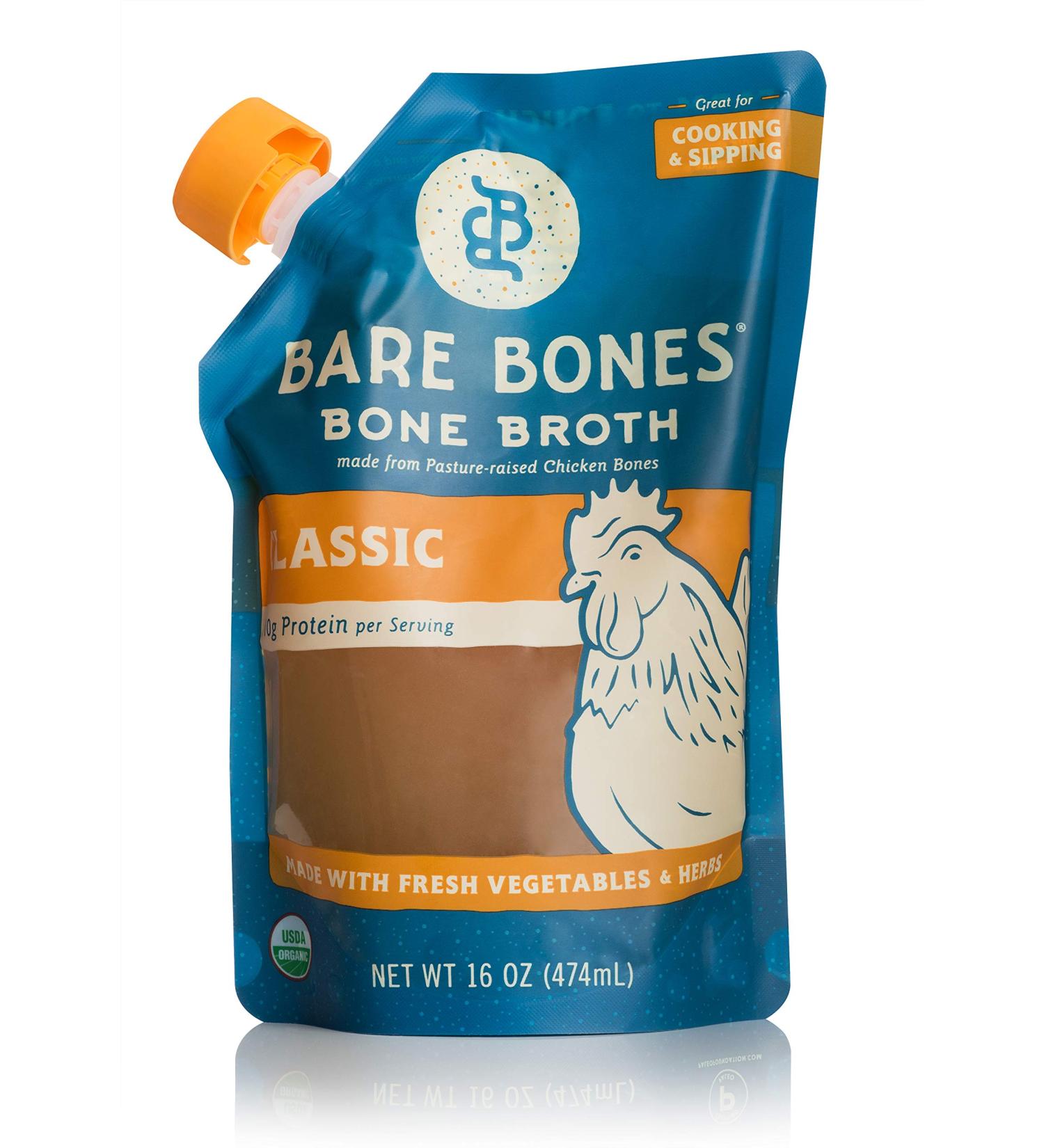 Bare Bones Chicken Bone Broth 16oz Pack of 2 - Pasture Raised, Organic, Protein & Collagen Rich, Paleo & Keto Friendly - Buy Online on SooperMarket.com