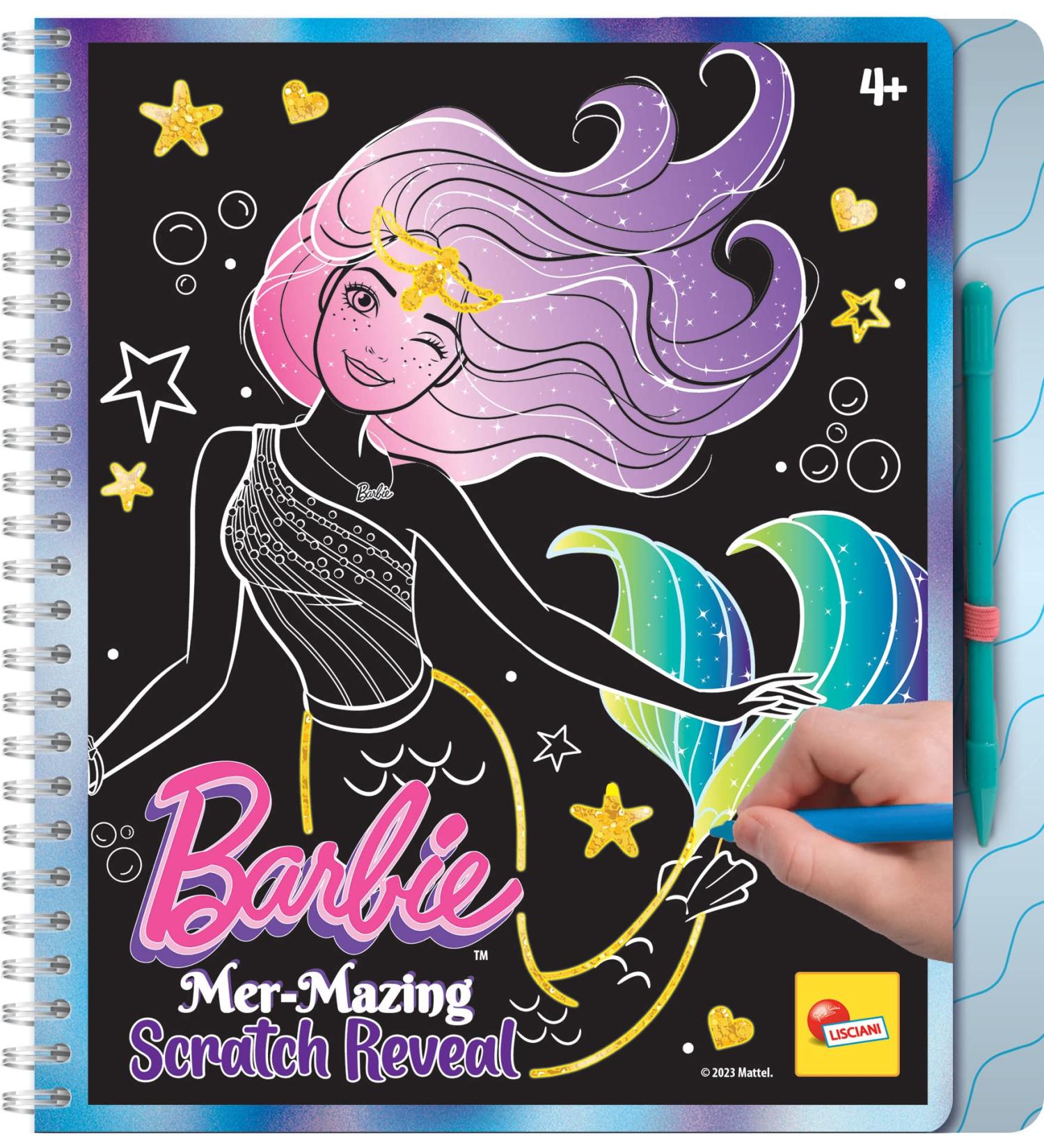 Lisciani Barbie Scratch Mermaid Sketchbook - Magical Coloring & Decorating Book for Girls 4+ | Creative Play with Multi-Colored Pages - Buy Online on SooperMarket.com