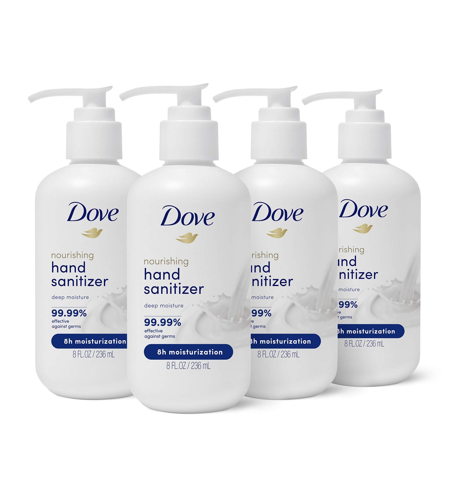 Dove Nourishing Hand Sanitizer - 99.99% Germ Protection, 61% Alcohol, 8oz (Pack of 4) - Deep Moisture & Lasting Hydration - Buy Online on SooperMarket.com
