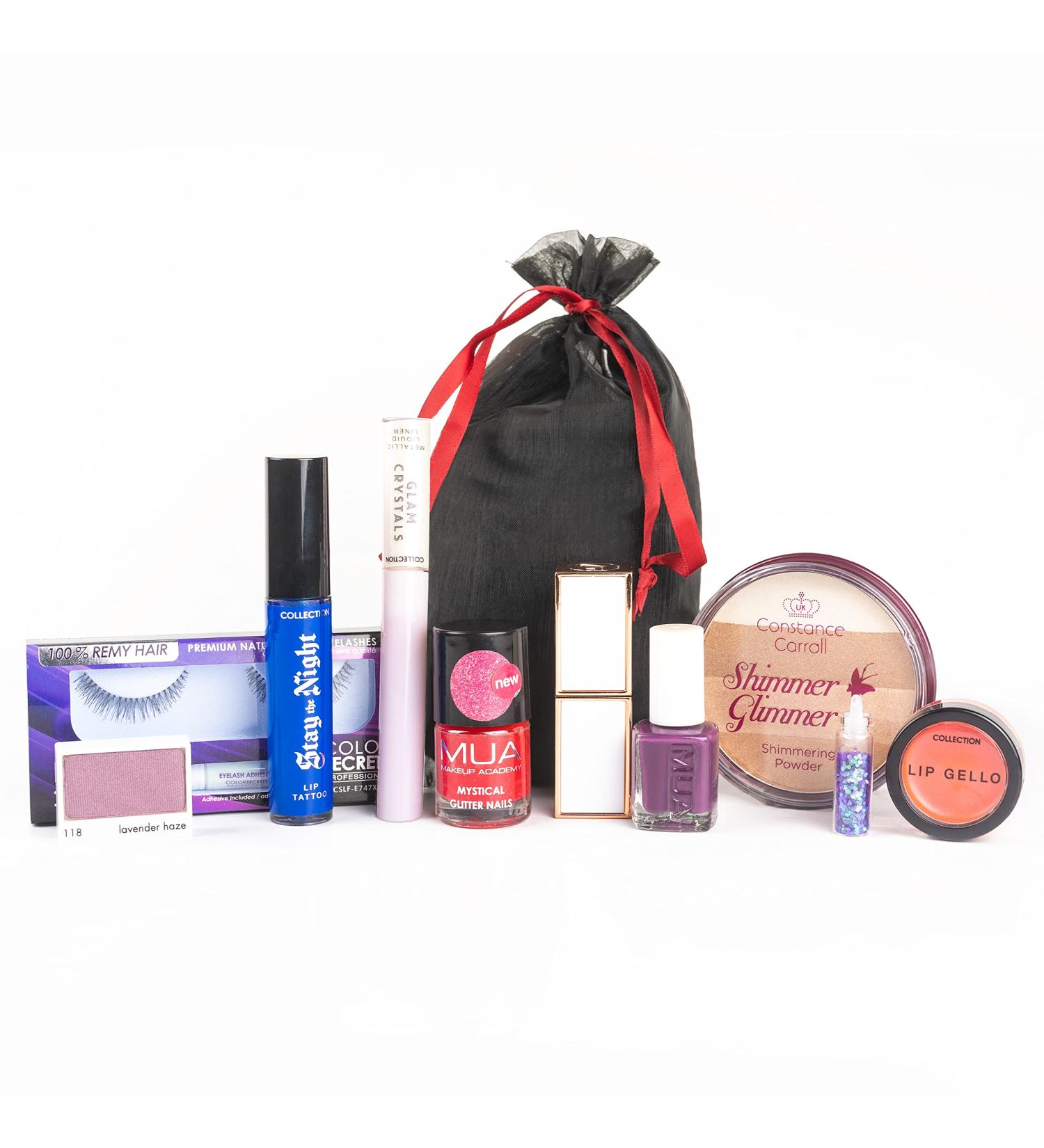 Makeup Set Glamza 10 Piece Lucky Dip Gift Makeup Kit for Women & Teenage Girls - Includes 10 Makeup Items In Black Organza Beauty Bag - Buy Online on SooperMarket.com