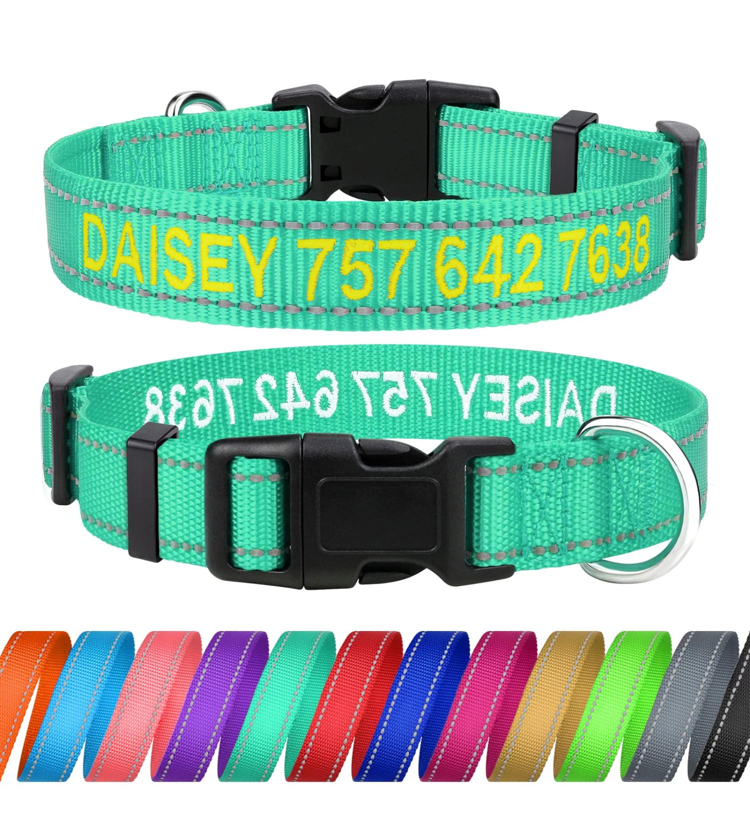 Buy Tagme Personalized Reflective Dog Collar for Medium Dogs - Embroidered Nylon with Pet Name & Phone Number - Turquoise - Buy Online on SooperMarket.com