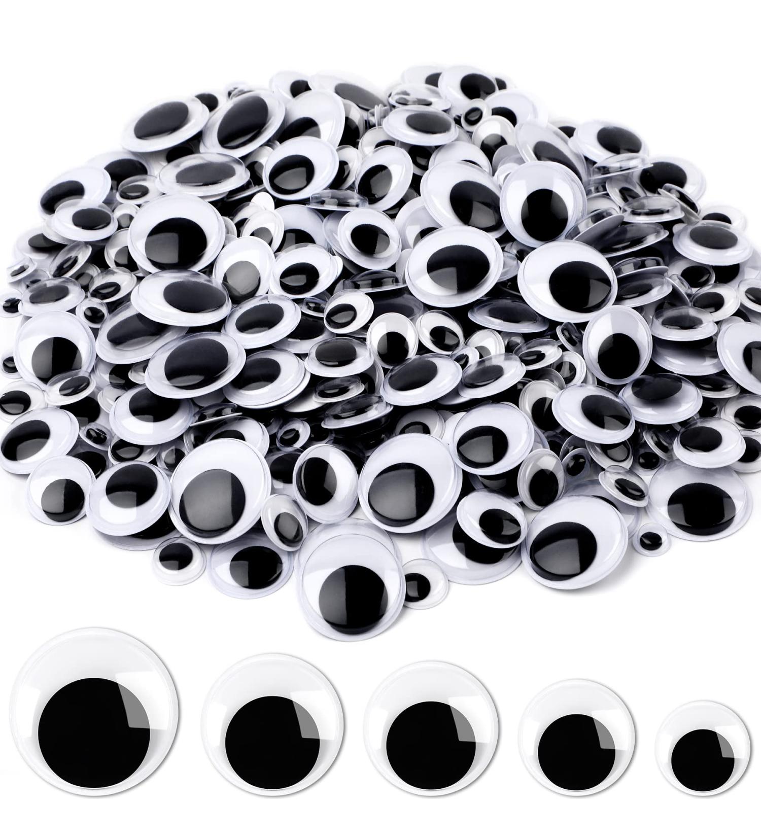 JULMELON 500 Self Adhesive Wiggle Googly Craft Eyes for DIY Crafts - Black White - 5 Sizes (0.4 to 1.2 in) - Buy Online on SooperMarket.com