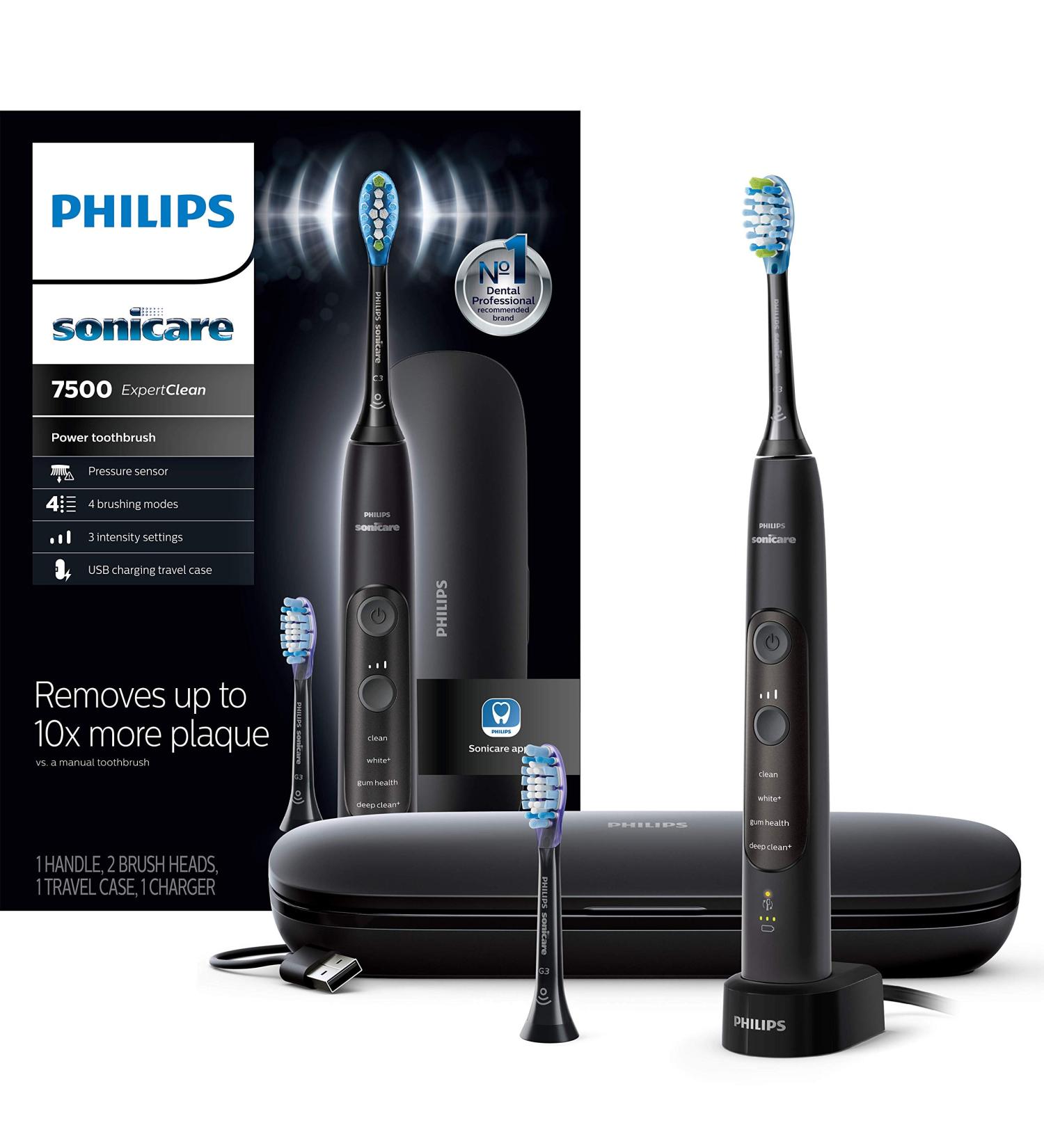 Philips Sonicare ExpertClean 7500 Rechargeable Electric Toothbrush - Black | HX9690/05 - Buy Online on SooperMarket.com