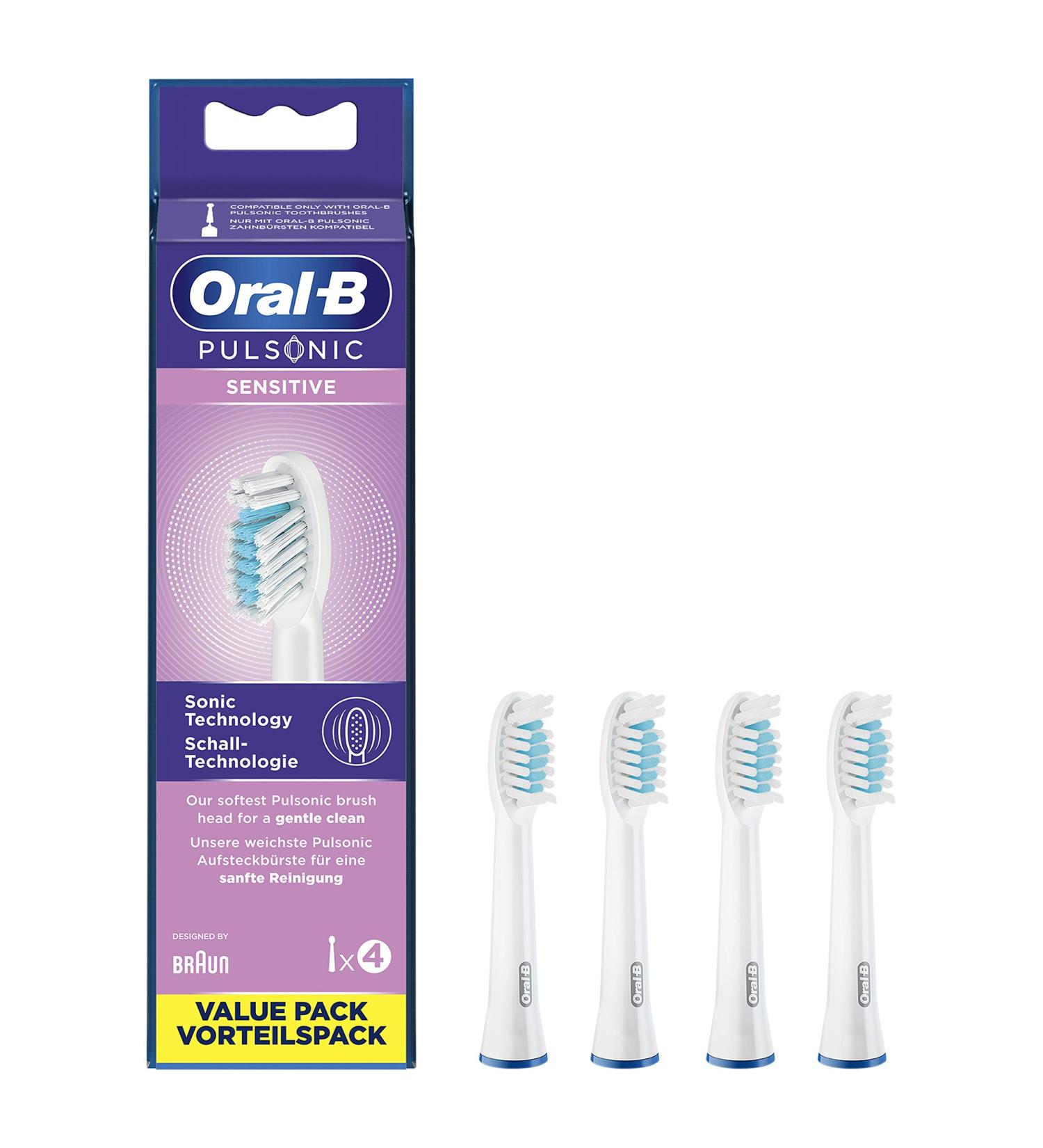 Oral-B Pulsonic Set of 4 Soft Brushes for Sonic Toothbrushes Oral-B Pulsonic Sensitive 4 Carat Brush Heads - Buy Online on SooperMarket.com