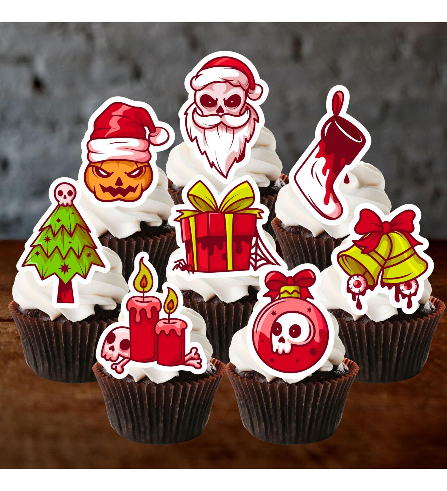 PRECUT Spooky Christmas Cupcake Toppers Edible Spooky Christmas Cake Decorations Spooky Christmas Decorations Spooky Christmas Cake Topper (12) - Buy Online on SooperMarket.com