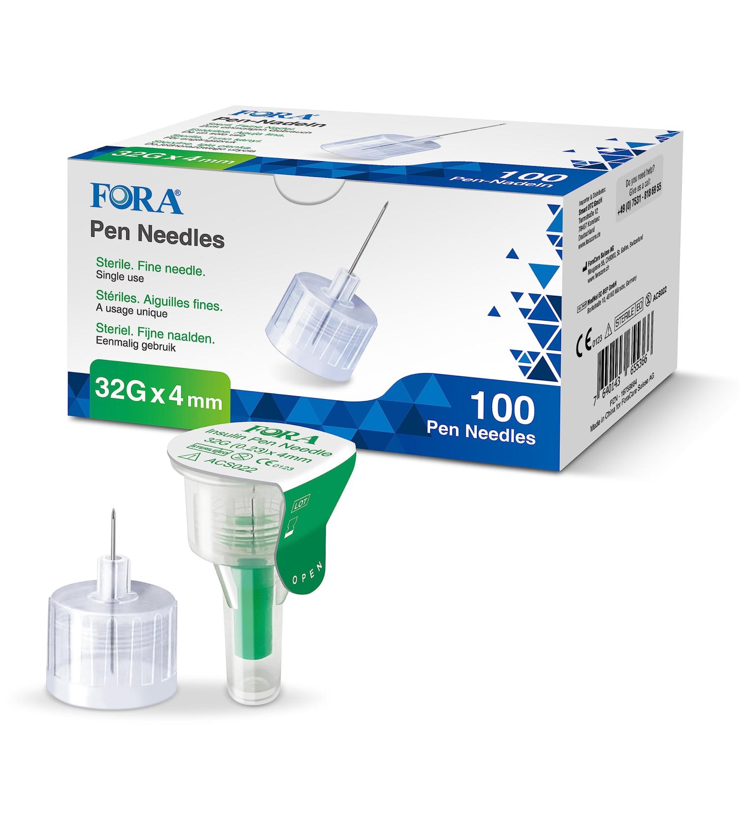 Buy FORA Comfort Insulin Pen Needles (32G 4mm) Universal Fit 100 Pack | Fast International Shipping - Buy Online on SooperMarket.com