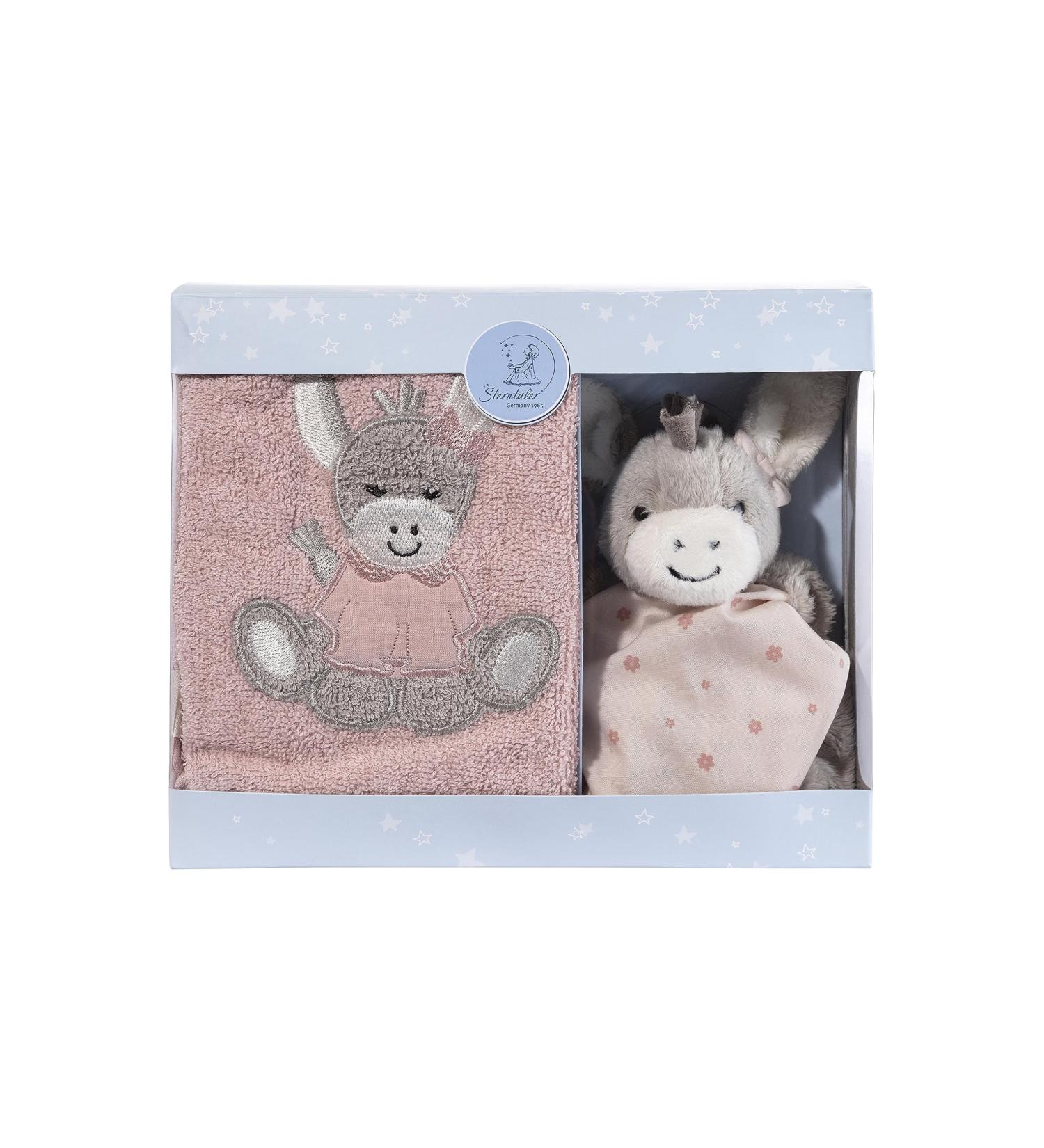 Buy Sterntaler Donkey Emmi Gift Set - Children's Towel & Cuddly Blanket in Flora Rose | International Shipping - Buy Online on SooperMarket.com
