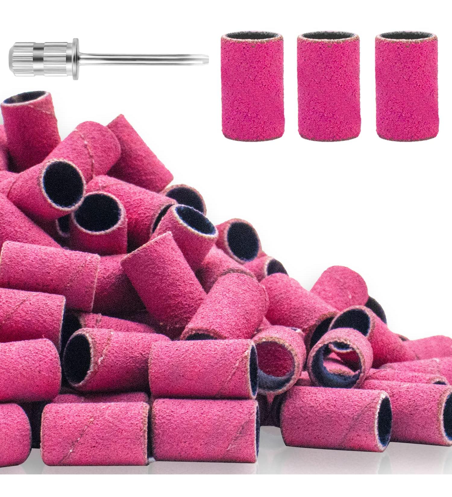 100pcs Pink 180 Grit Nail Sanding Bands Set for Nail Drill - Fine Sanding Bands with 3/32 Nail Bit - Manicure & Pedicure Tool - Buy Online on SooperMarket.com