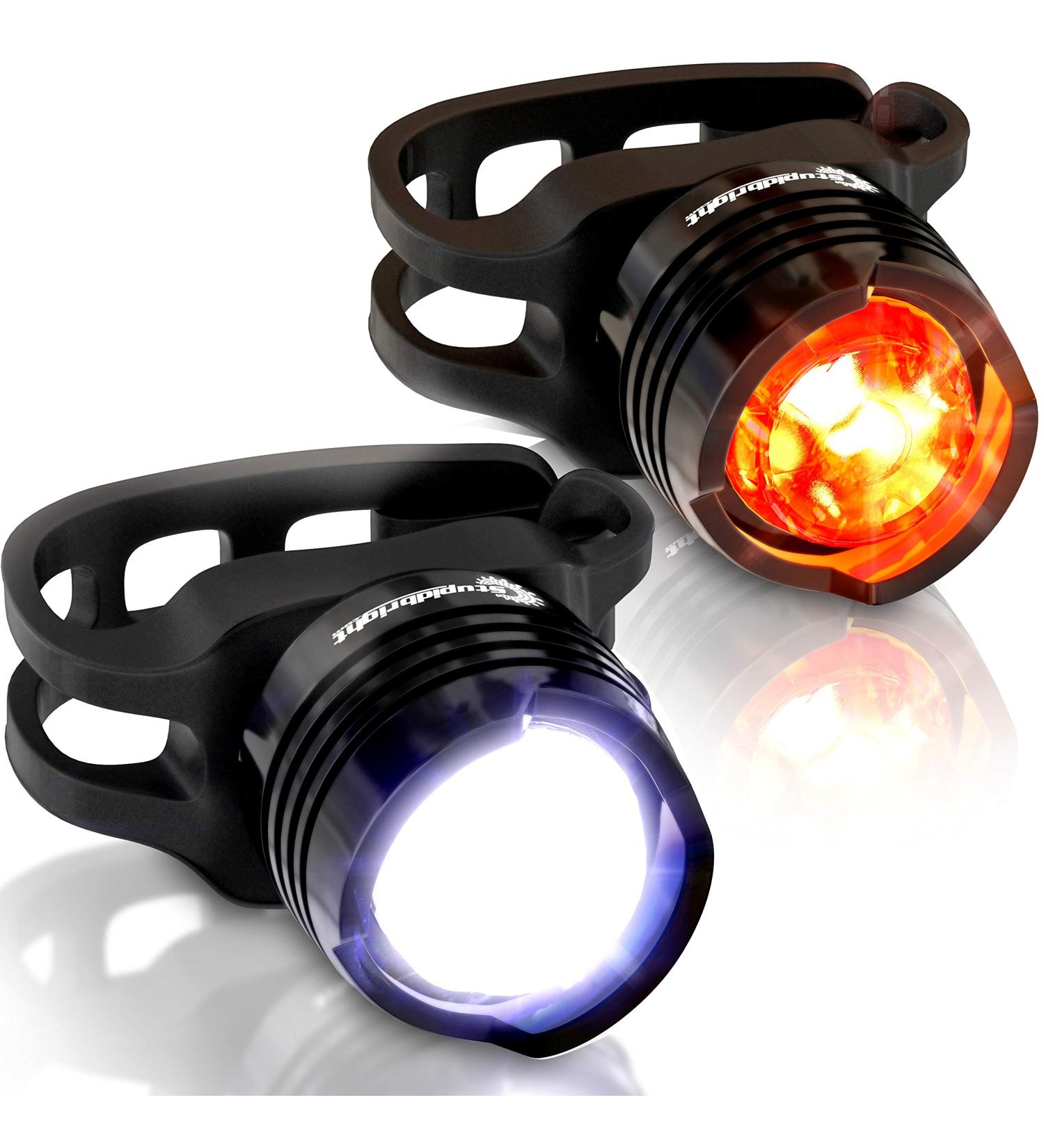 Stupidbright Micro LED Bike Light Set - Front & Rear Lights (2 Pack) in White & Red - Buy Online on SooperMarket.com