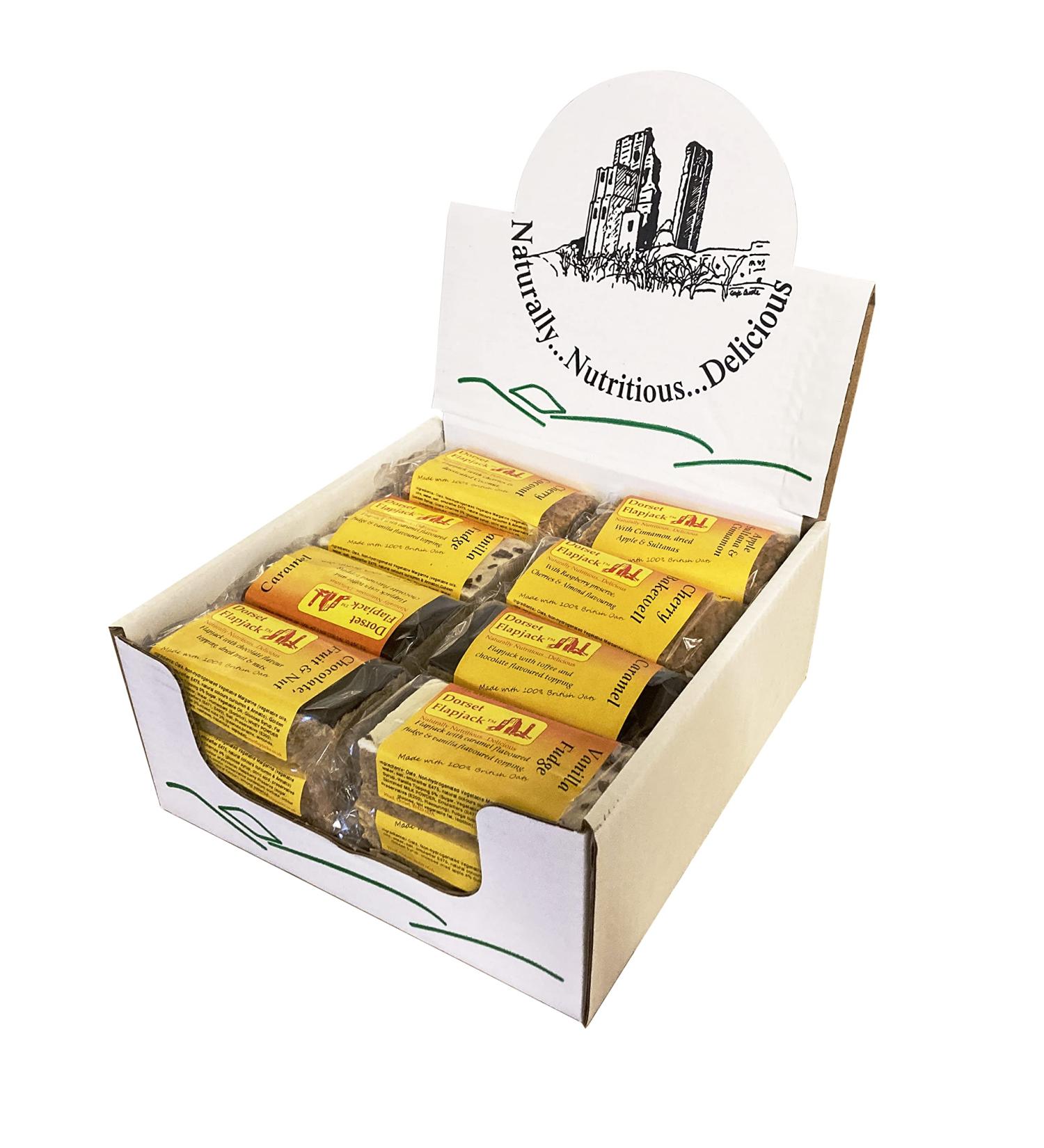 Dorset Flapjacks Vegetarian 100% British Oats | 24 Bars Box - Assorted Flavours (Banoffee, Chocolate, Cappuccino, Traditional, Yoghurt, Toffee) | 24 Count - Buy Online on SooperMarket.com