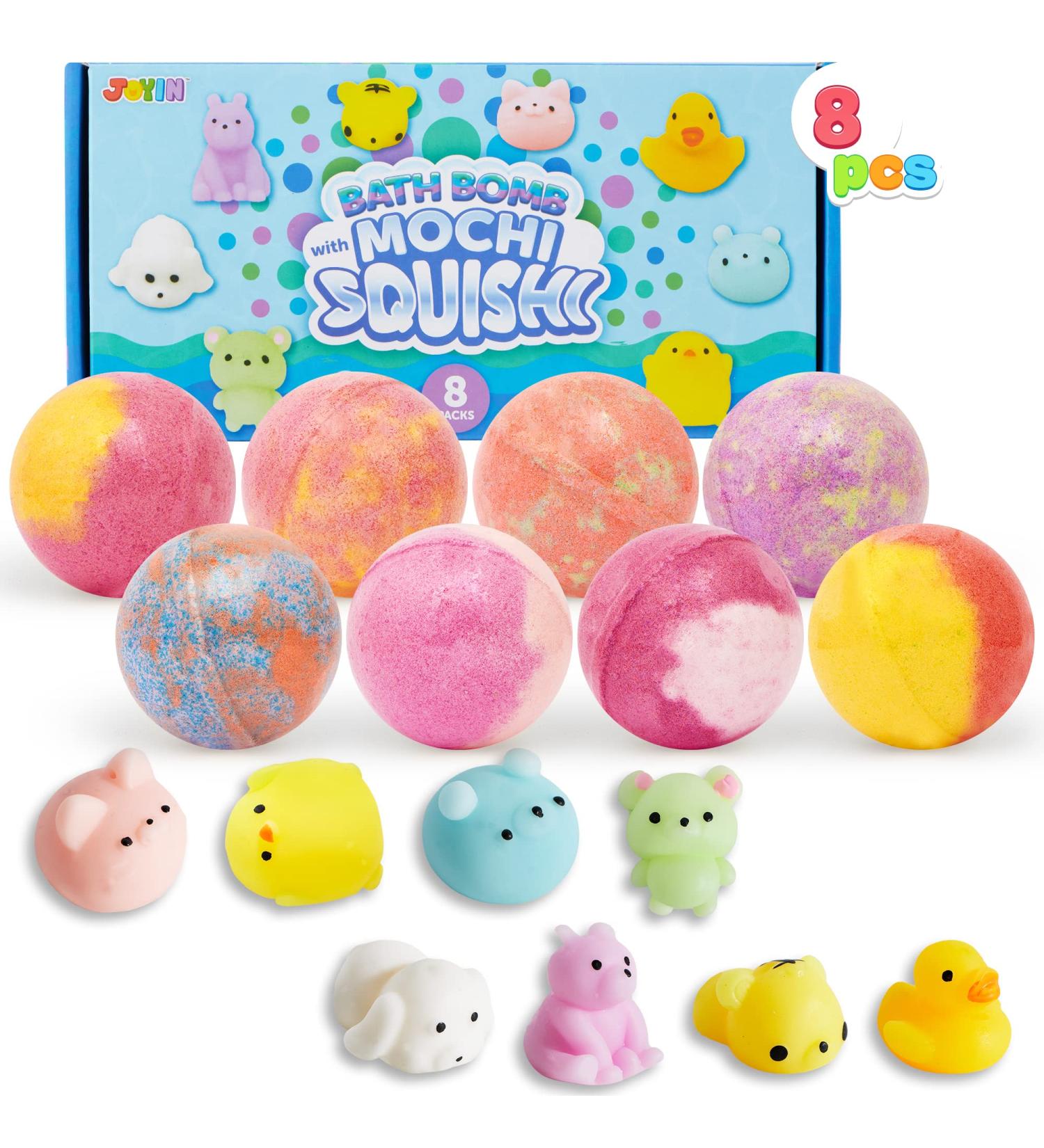 8 Pack Bubble Bath Bombs for Kids with Surprise Toy - Natural Essential Oil Fizzies Set - Kids Safe Christmas Gift - Buy Online on SooperMarket.com