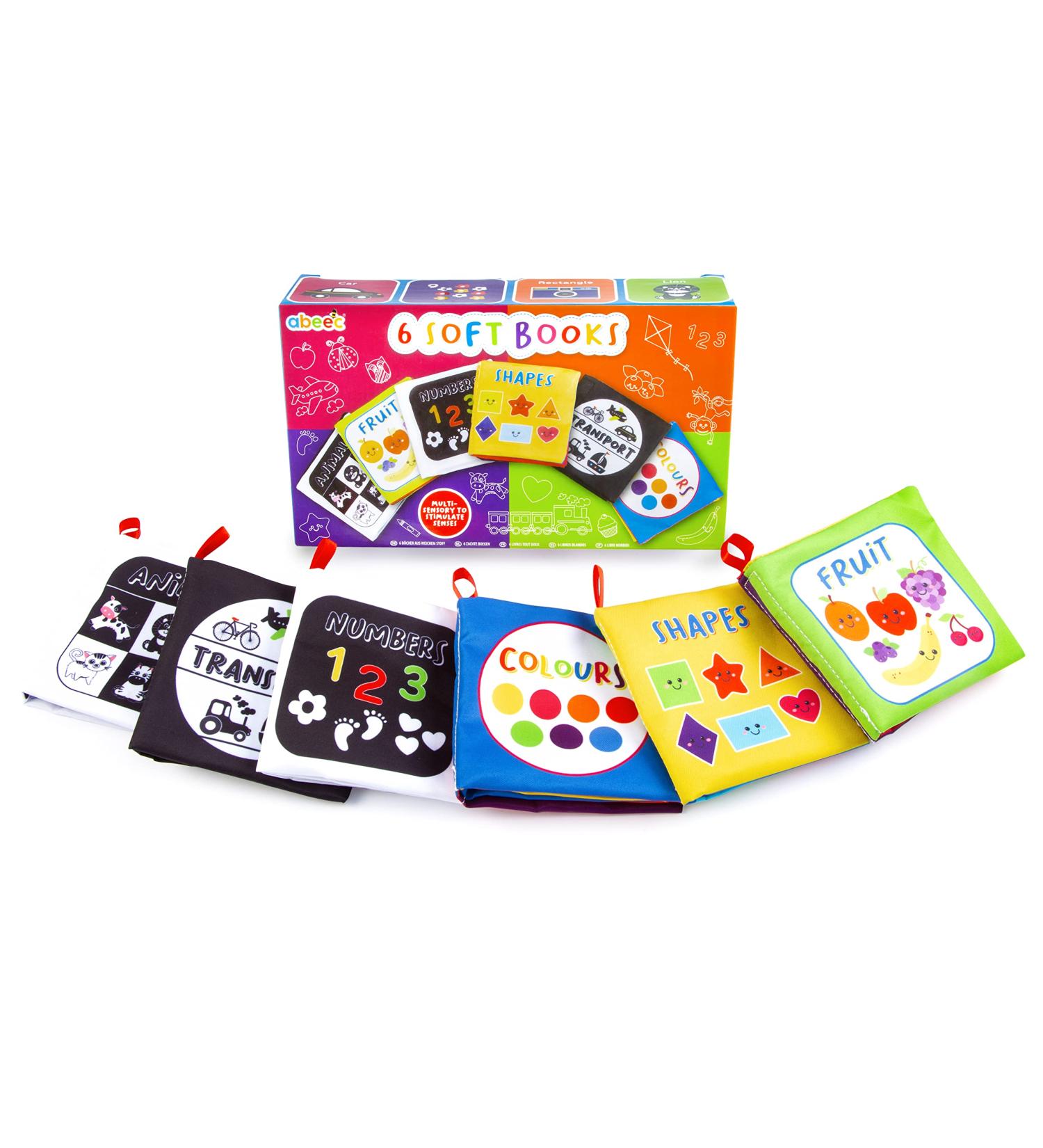 Soft Books for Babies - Set of 6 Sensory Books (0-6 months) - Ideal Baby Gift - Buy Online on SooperMarket.com