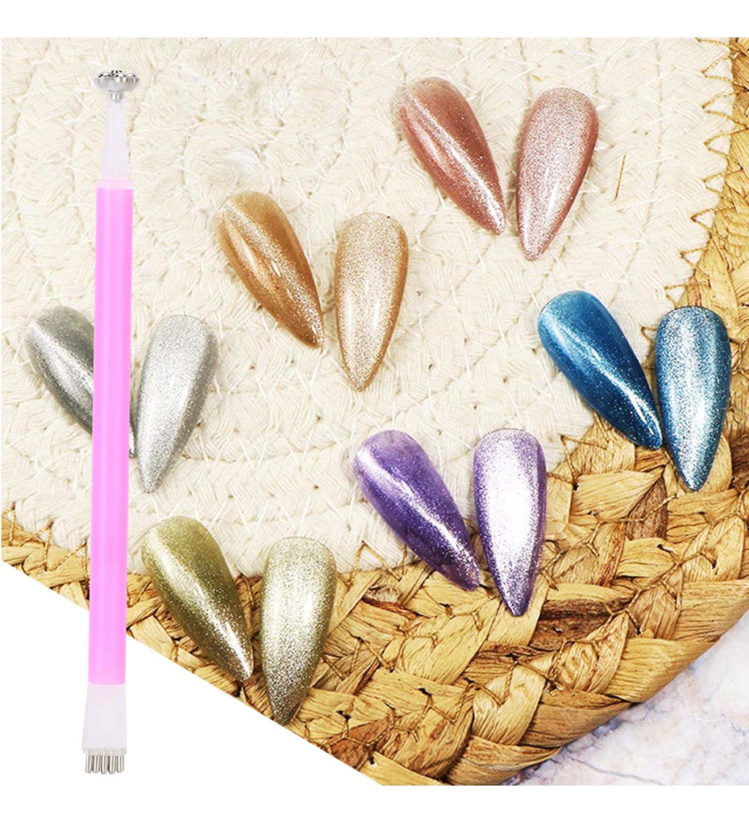 3pcs Pink Nail Polish Magnetic Stick Set - UV Gel Varnish Tool for Cat Eye Nail Art - Buy Online on SooperMarket.com