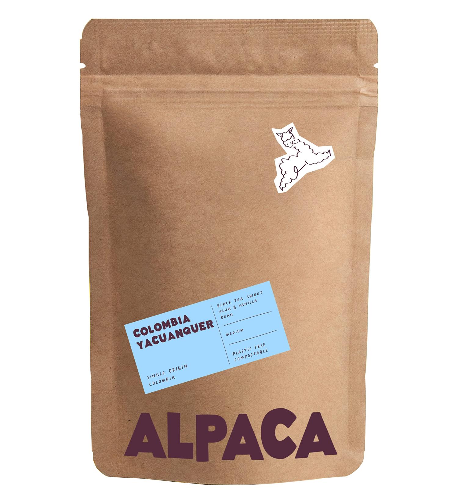Organic Alpaca Whole Bean Coffee - 100% Arabica Beans from Colombia Yacuanquer | Plastic-Free & Speciality Blend | 1kg Pack for French Press & Espresso - Buy Online on SooperMarket.com