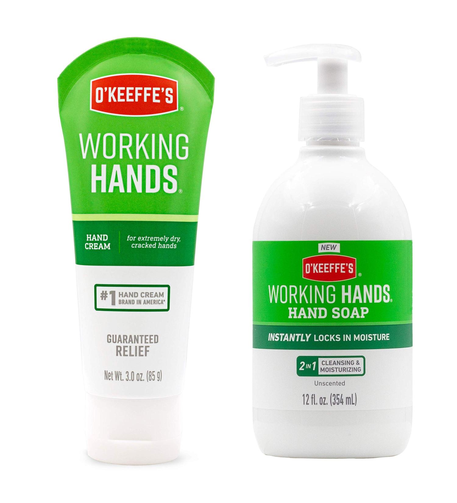 O'Keeffe's Working Hands Hand Cream 3oz Tube & Moisturizing Hand Soap 12oz Pump - White - Buy Online on SooperMarket.com