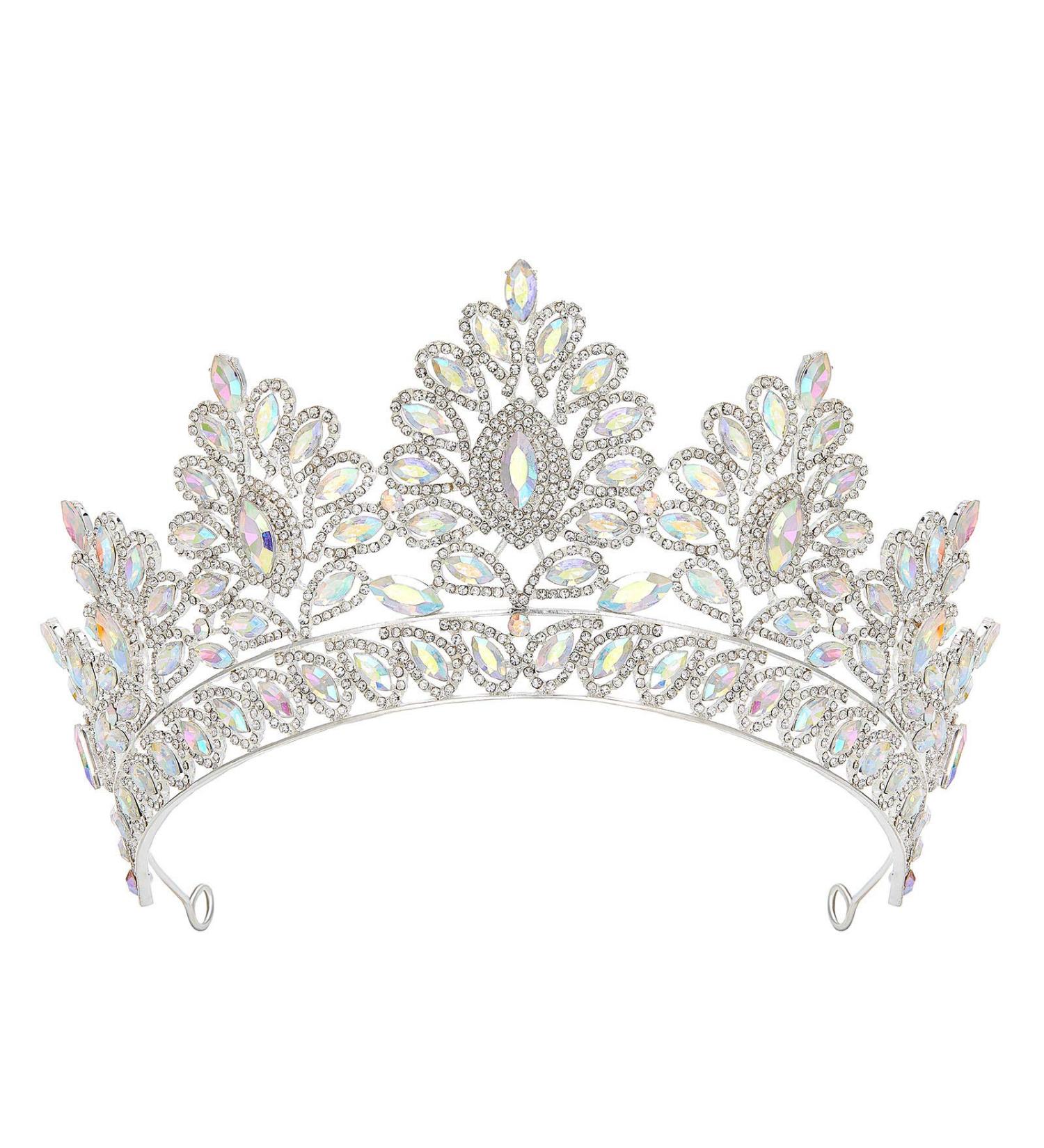 SWEETV Vintage Baroque Wedding Tiara for Bride | Jeweled Queen Crown - Ideal for Birthday, Quinceanera, Prom - Multicolored - Buy Online on SooperMarket.com