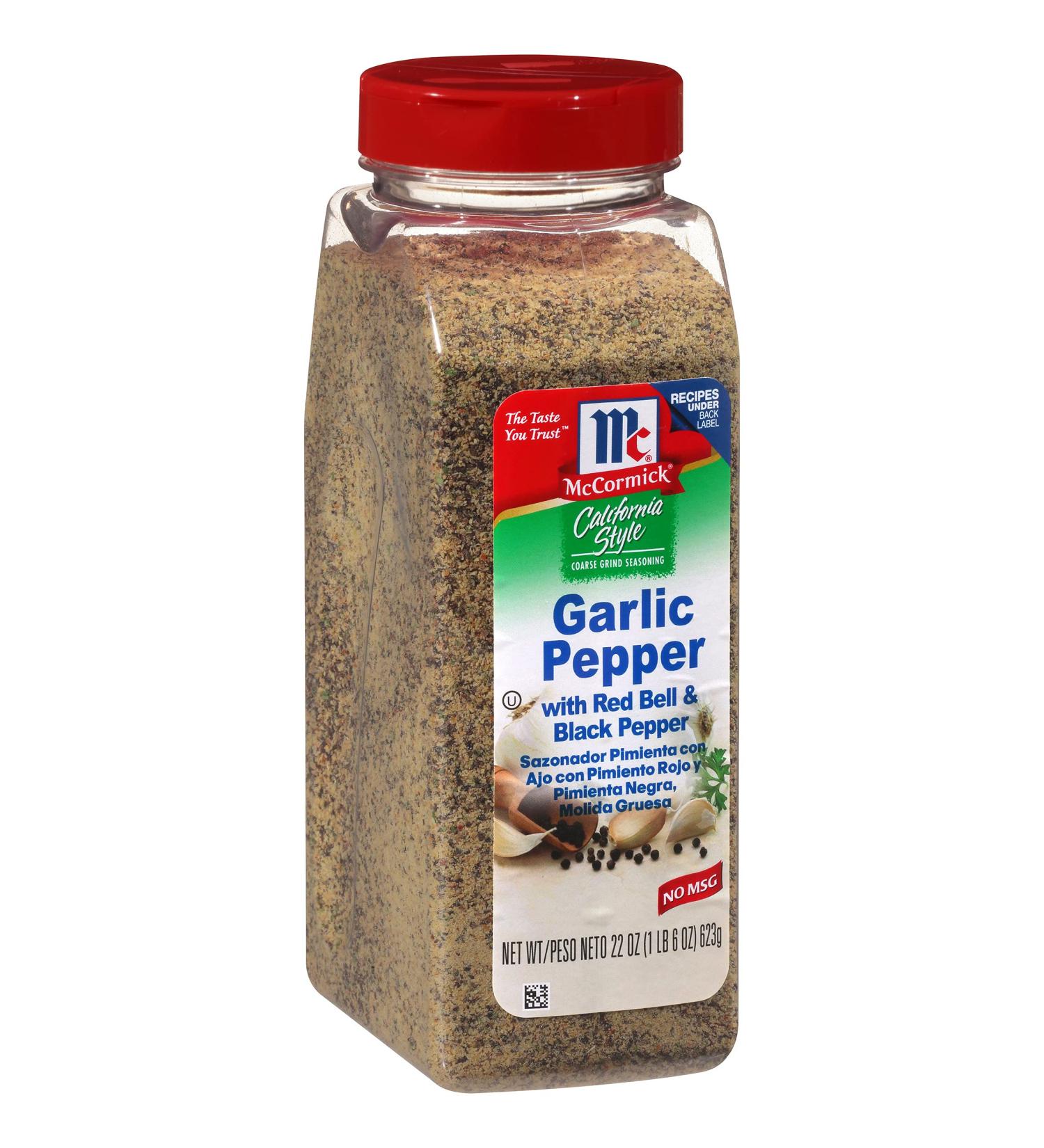 McCormick California Style Garlic Pepper Coarse Grind Blend 22 oz - 1.37 Pound Pack | Red Bell & Black Pepper Flavors - Buy Online on SooperMarket.com