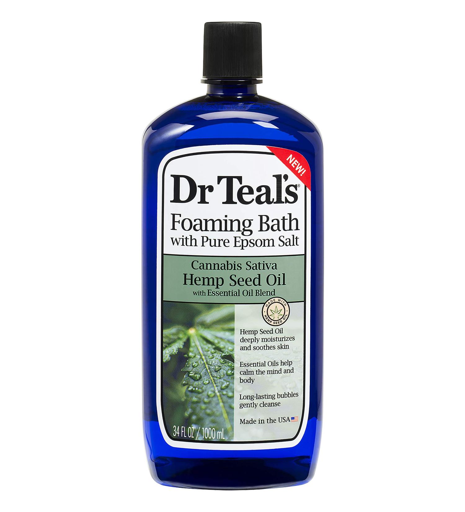 Pure Epsom Teals Foaming Bath Salt, Hemp Seed Oil, 34 fl oz