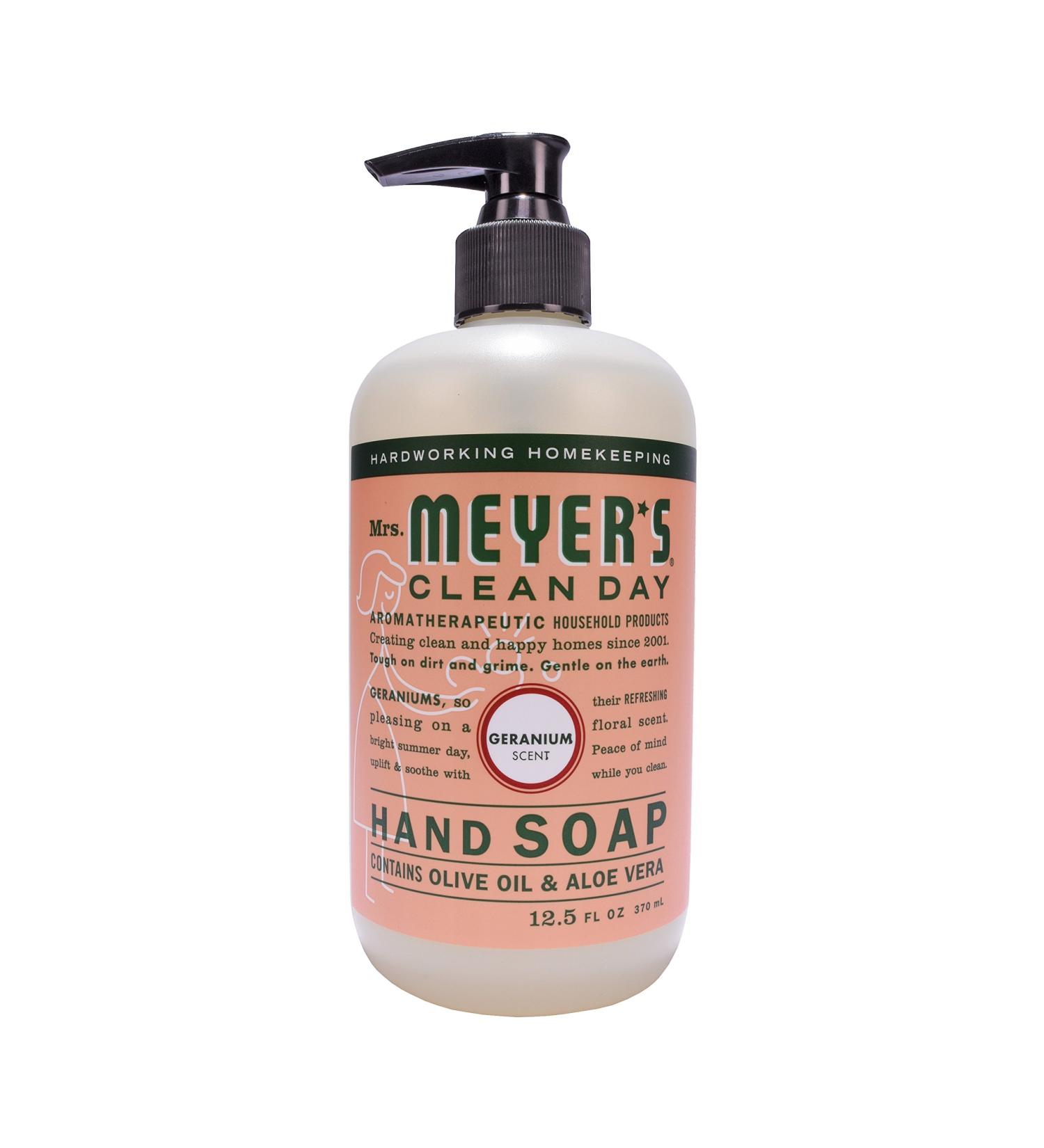 Mrs. Meyer's Geranium Hand Soap 12.5 fl. oz - Pack of 6 | Biodegradable Formula with Essential Oils - Buy Online on SooperMarket.com