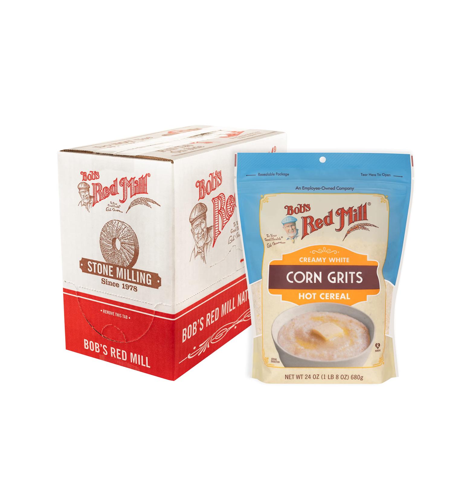 Bob's Red Mill Creamy White Corn Grits Hot Cereal / Polenta 24oz - Pack of 4 - 6lb Total - Buy Online on SooperMarket.com
