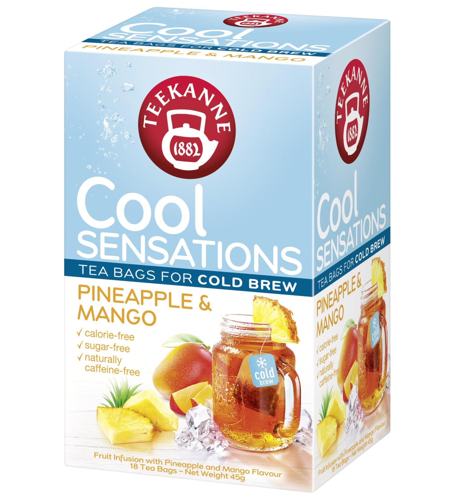 Teekanne Peach & Passion Fruit Cold Brew Tea Infusion Ice Cool Sensations All Natural Real Fruit with Apple Rosehip Hibiscus 18 Teabags - Buy Online on SooperMarket.com