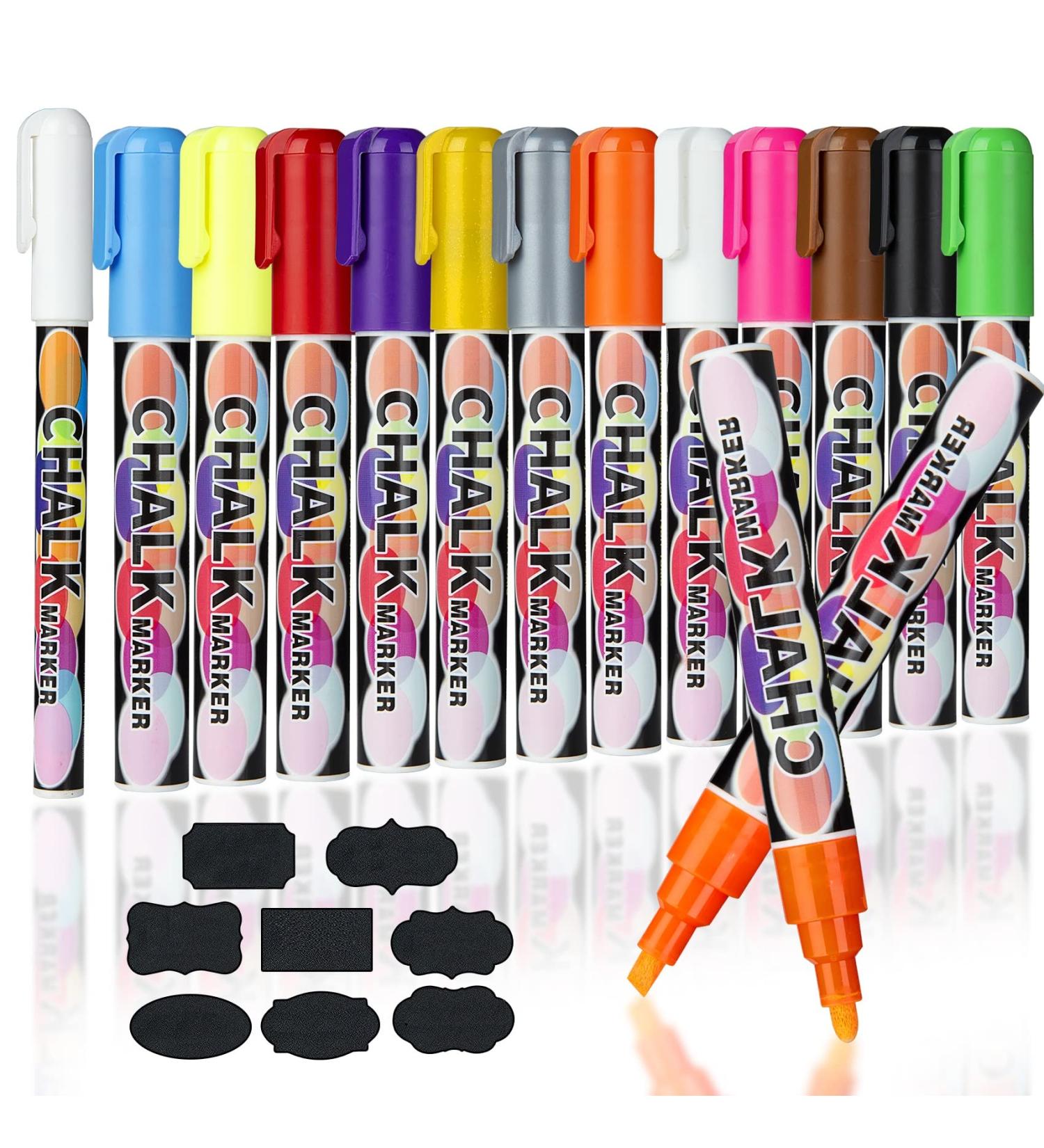 Pincelma 13 Pack Liquid Chalk Markers - Chalkboard and Glass Board Pens with 8 Labels - Ideal for Chalkboard Signs, Windows, Bistros - Buy Online on SooperMarket.com
