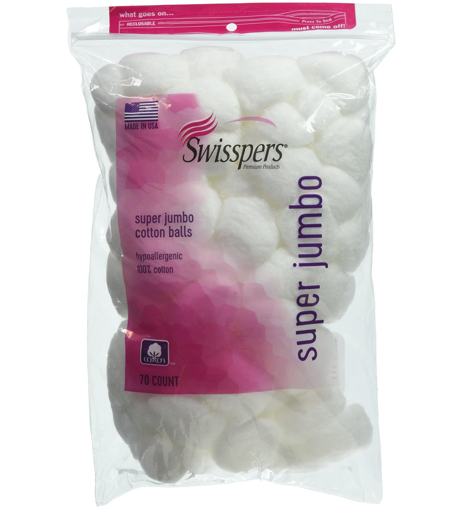 Swisspers Super Jumbo Cotton Balls 70 ea (Pack of 2)