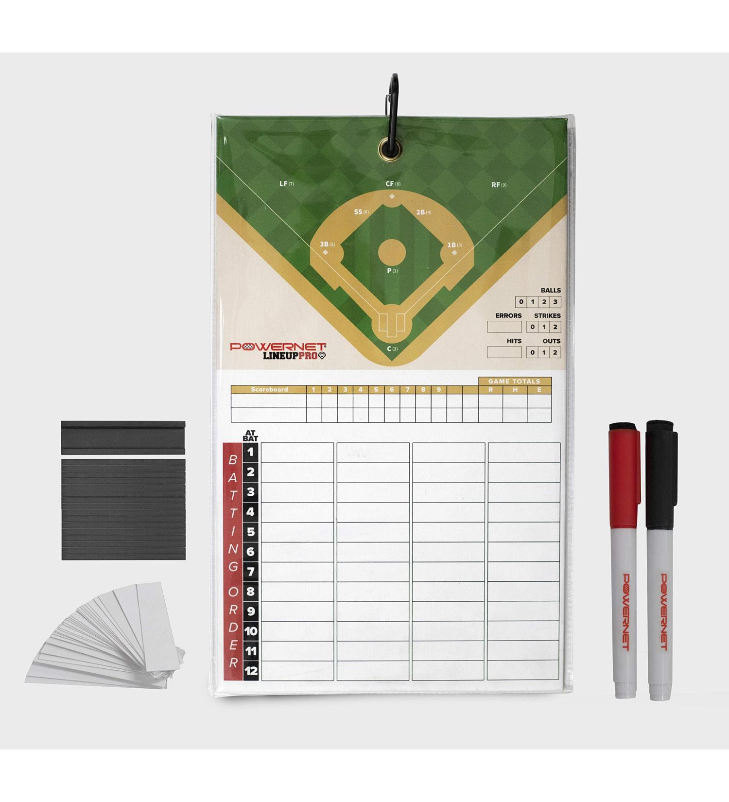 PowerNet Magnetic Baseball Softball Lineup Coaching Board with Clip | Double Sided | 2 Dry Erase Markers | Weatherproof | Game Time Ready - Buy Online on SooperMarket.com