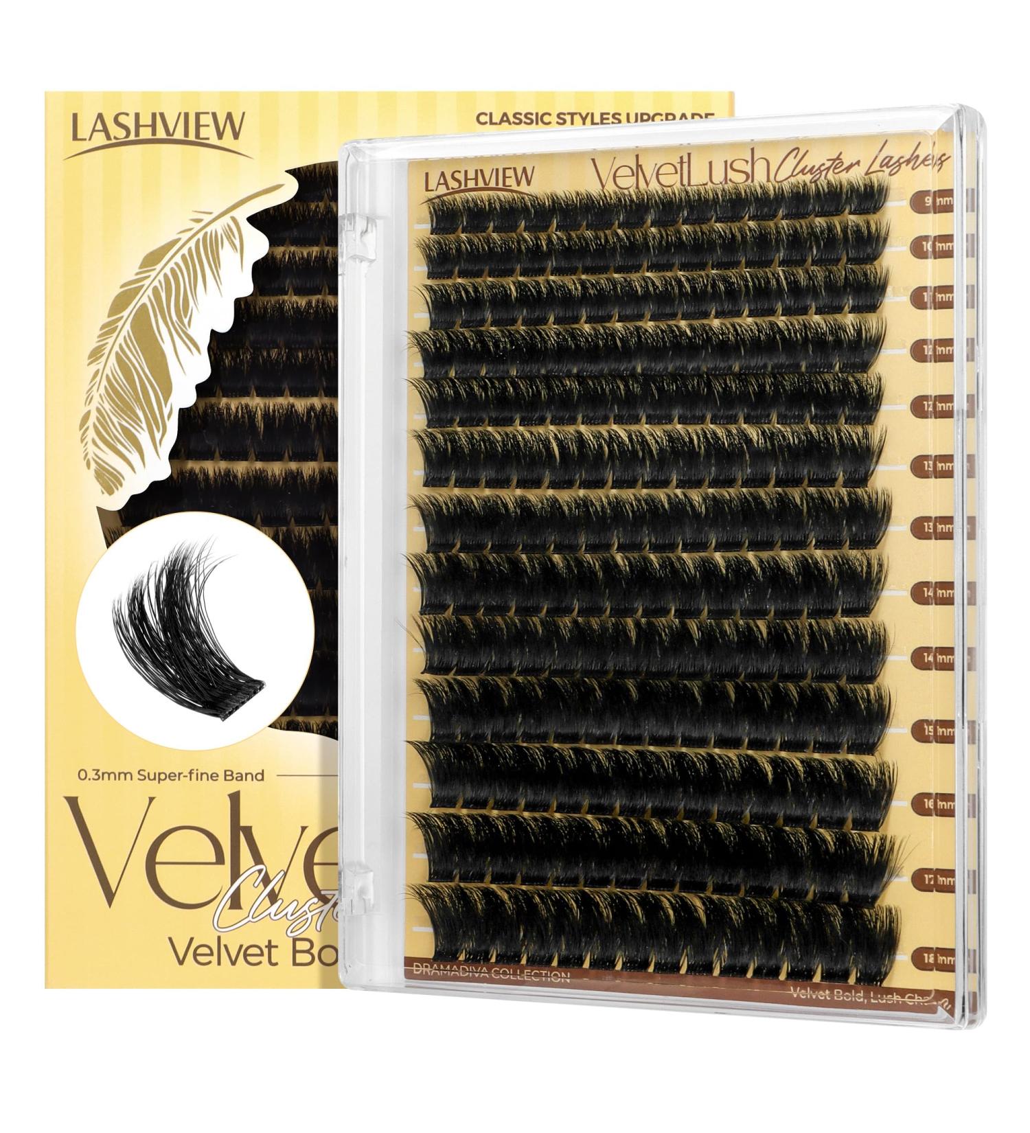 LASHVIEW Volume Lash Extension Clusters | 9-18mm D Curl Fluffy DIY Lashes for At-Home Use | International Shipping Available - Buy Online on SooperMarket.com