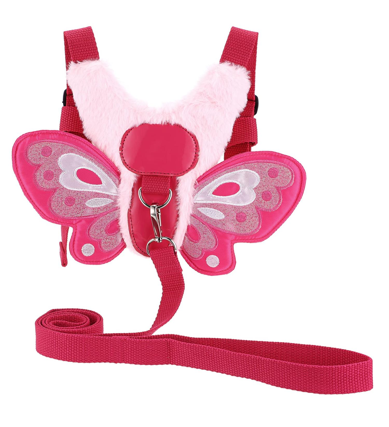 BTSKY Fluff Butterfly Baby Toddler Walking Harness with Safety Rein - Kids Anti-Lost Harness Leash Strap Belt Pink - Buy Online on SooperMarket.com