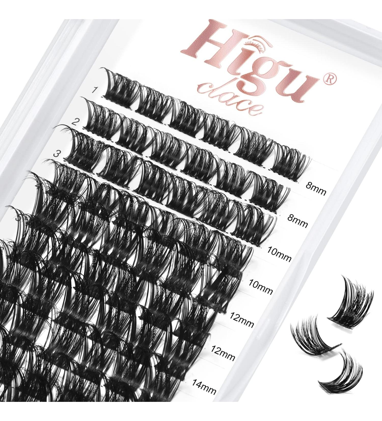 Lash Clusters DIY Eyelash Extensions 72 Pcs D Curl 8-16mm | Thin Stem Individual Cluster Lashes for Self-application | Reusable Wisps (H-02 D Curl 8-16mm) - Buy Online on SooperMarket.com