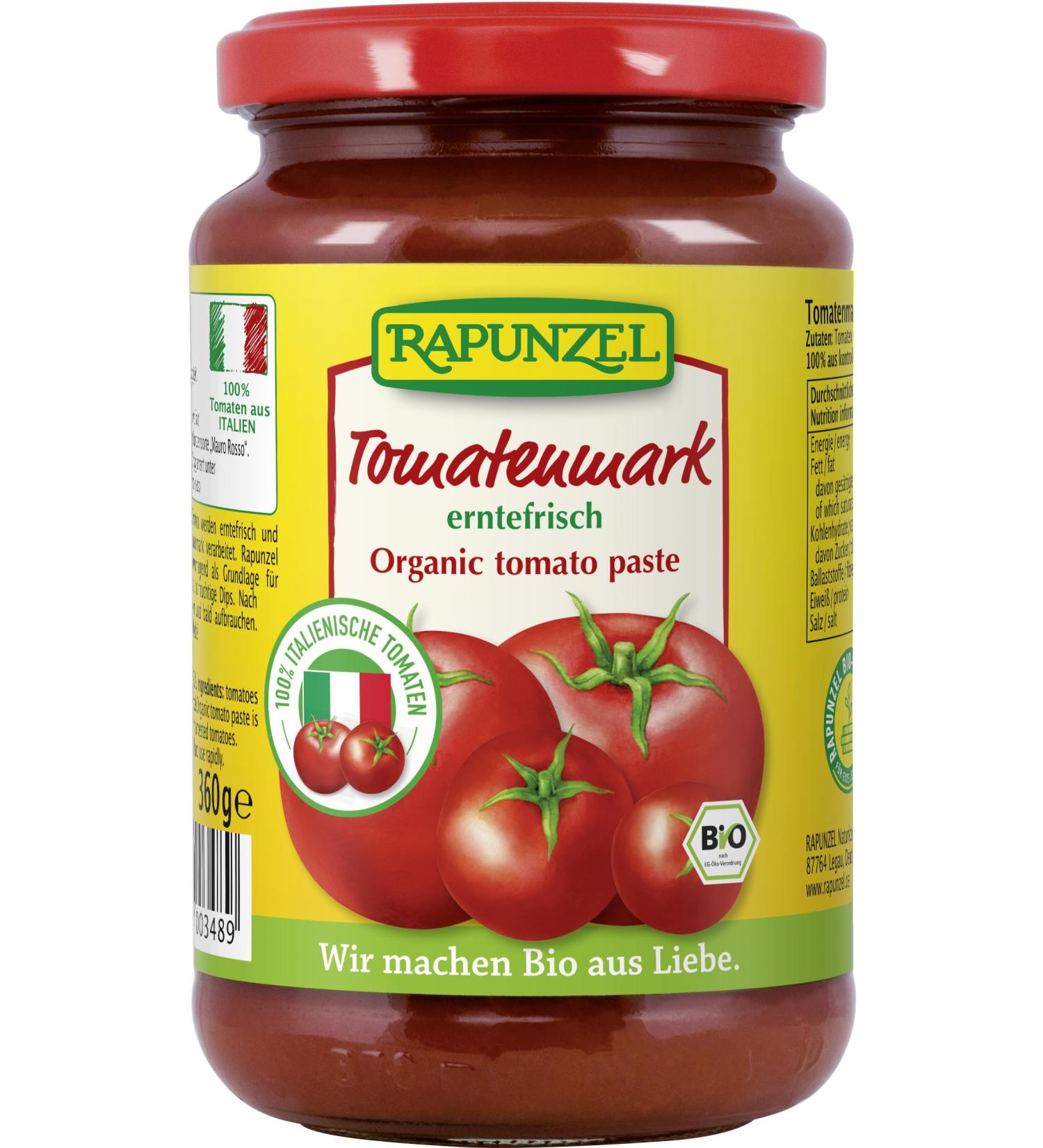 Rapunzel organic tomato paste single concentrated 22% dry matter (6 x 360 gr) 360 g (pack of 6)