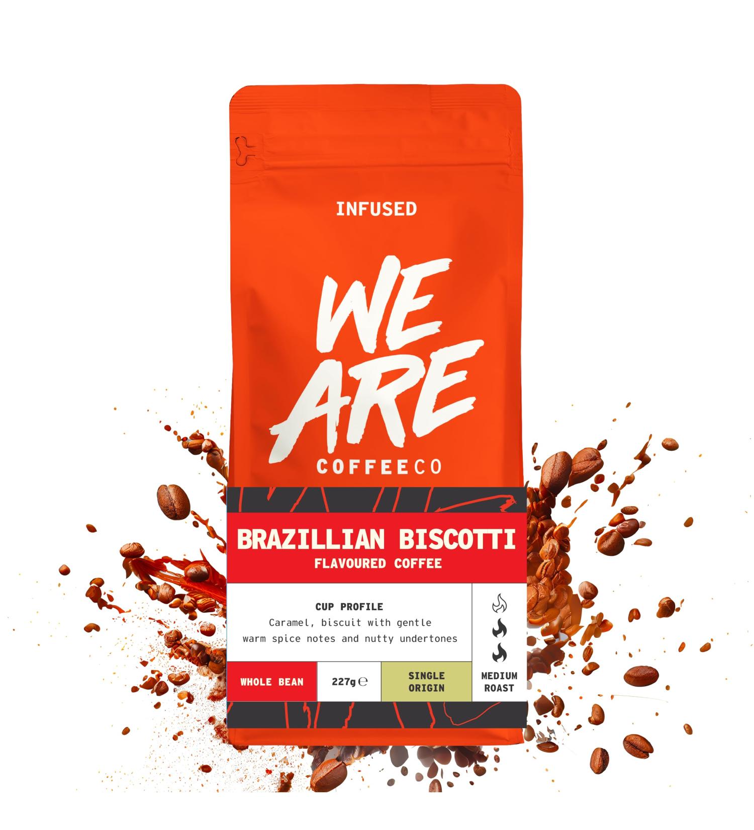 Coffee Beans 227g Bag Whole Bean Coffee Brazilian Biscotti Flavoured Coffee Beans Caramel Nuts & Spice Notes Arabica Medium Roast Fresh Coffee Single Origin (We Are Coffee Co) Biscotti 227 g (Pack of 1) - Buy Online on SooperMarket.com