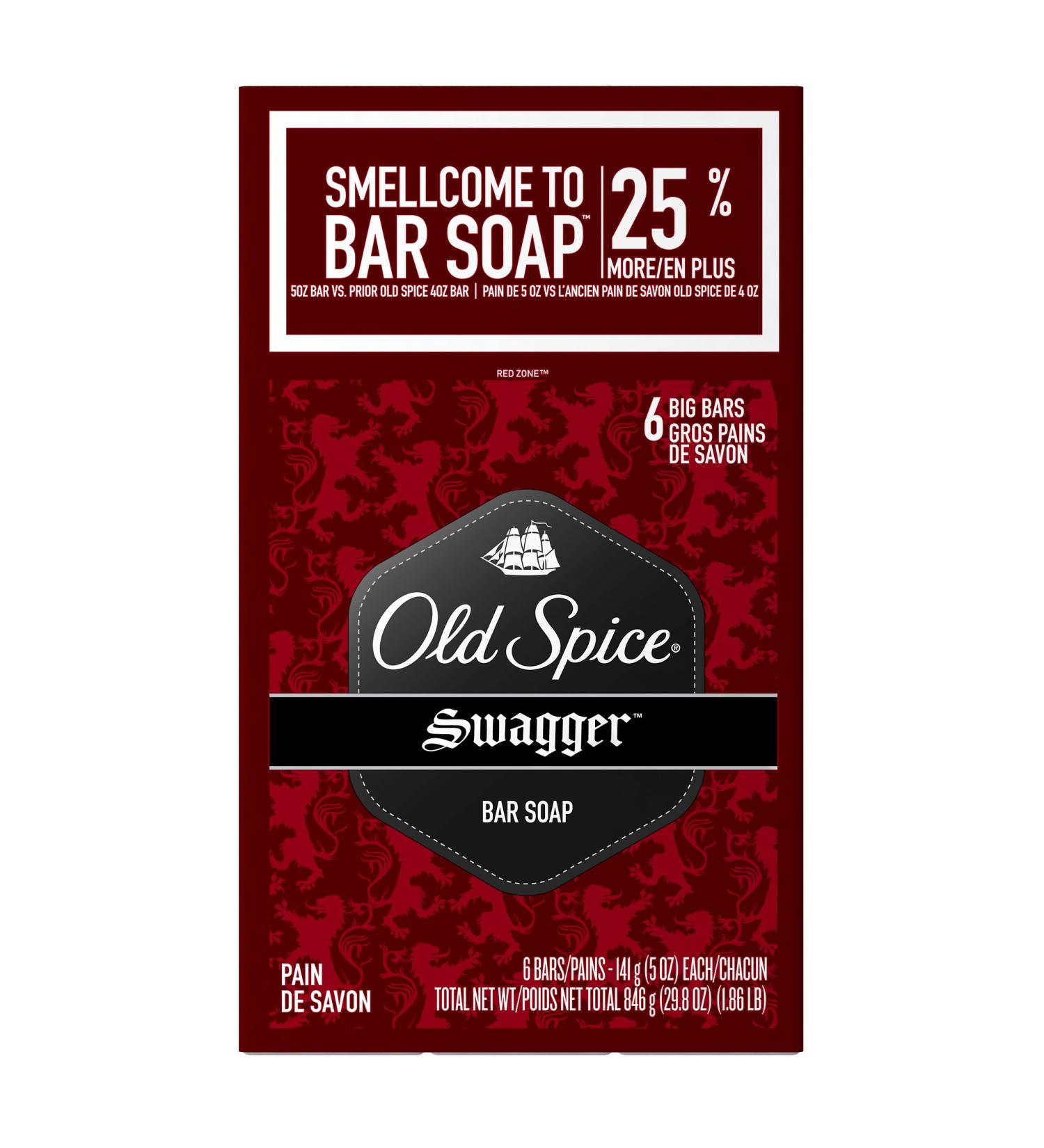 Old Spice Red Zone Swagger Bar Soap, 6-Pack, 29.8 Oz - Bold Scent, Long-lasting Cleanliness - Buy Online on SooperMarket.com
