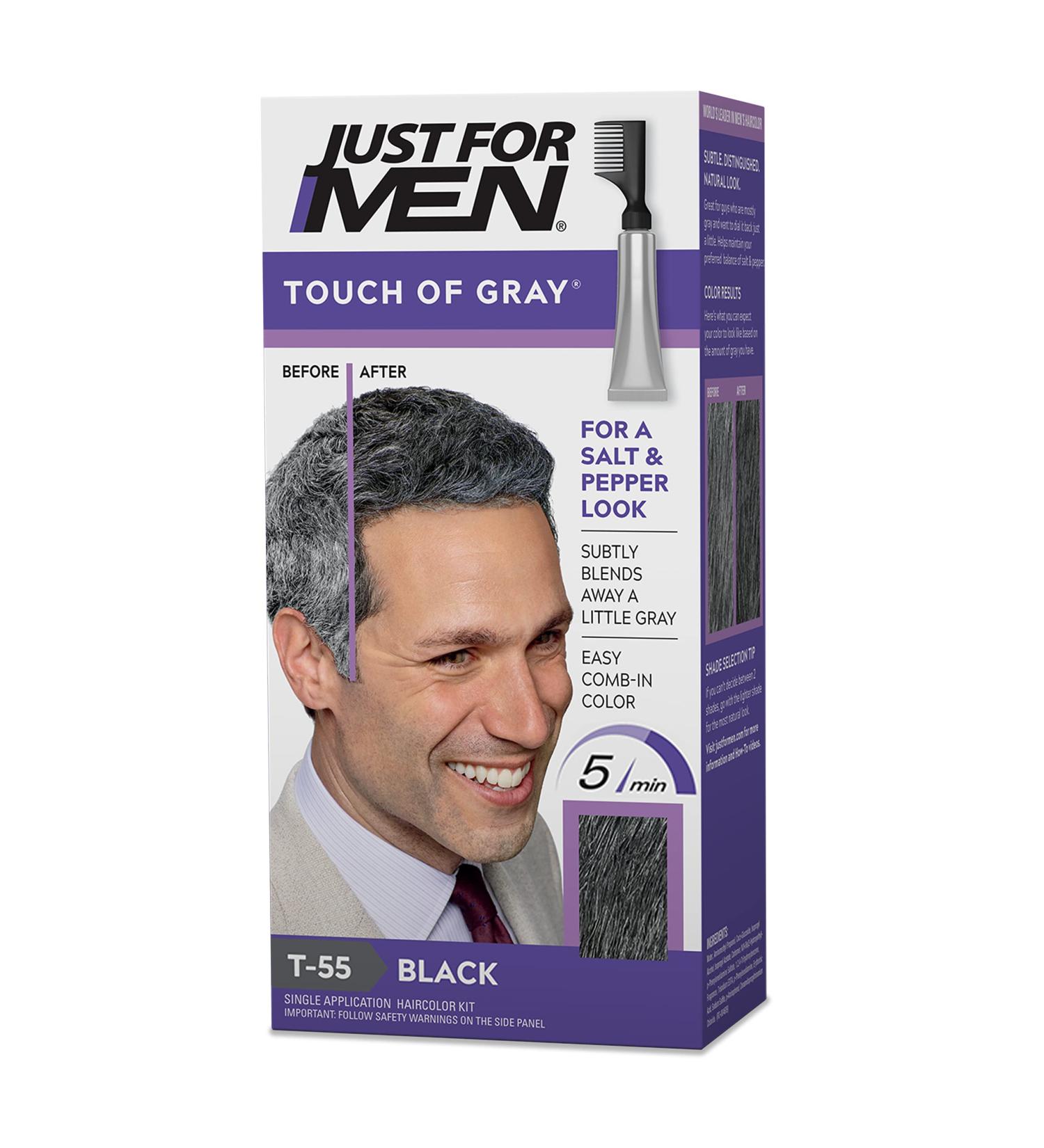 Just For Men Touch of Gray Comb Applicator in Black T-55 - Achieve Salt and Pepper Look - 1 Pack - Buy Online on SooperMarket.com