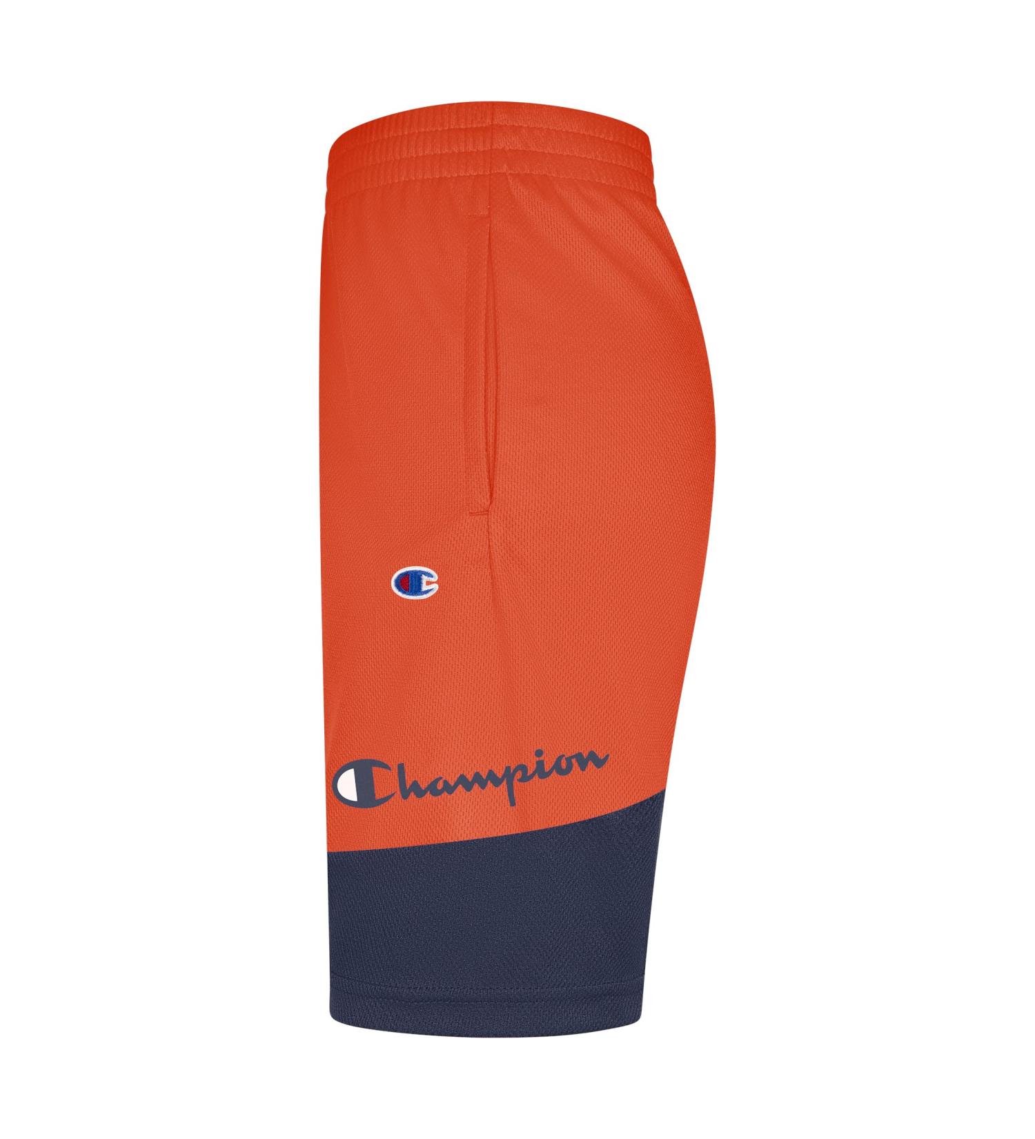 Champion Boys Heritage Script Mesh Short Medium - Crayon Orange/Navy - Buy Online on SooperMarket.com