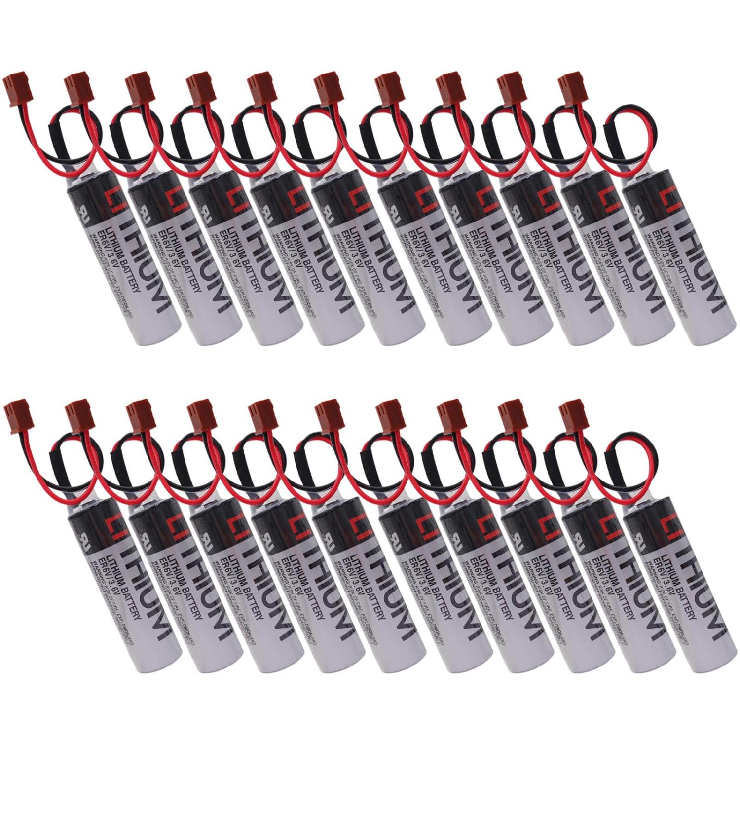 Buy Pack of 20 ER6VCT Batteries - 3.6V 2000mAh PLC Battery for Robots - Non-Rechargeable with Small Brown Plug - International Shipping Available - Buy Online on SooperMarket.com