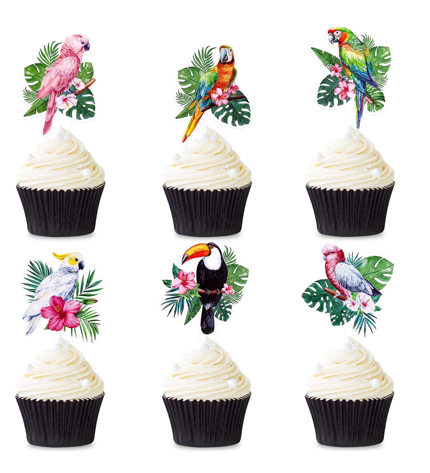 Blumomon 24-Piece Birds & Animals Cupcake Toppers - Parrot Picks & Cake Decorations for Kids' Birthday Parties - Buy Online on SooperMarket.com