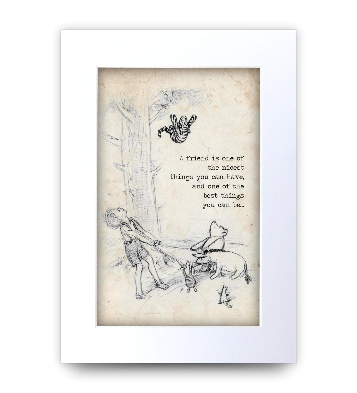HWC Trading Winnie the Pooh Nicest Best Friend A4 Printed Quote Nursery Print Baby Shower Room Gifts New Born Bedroom Gift Print Photo Picture Display (Unframed) Pooh - Nicest