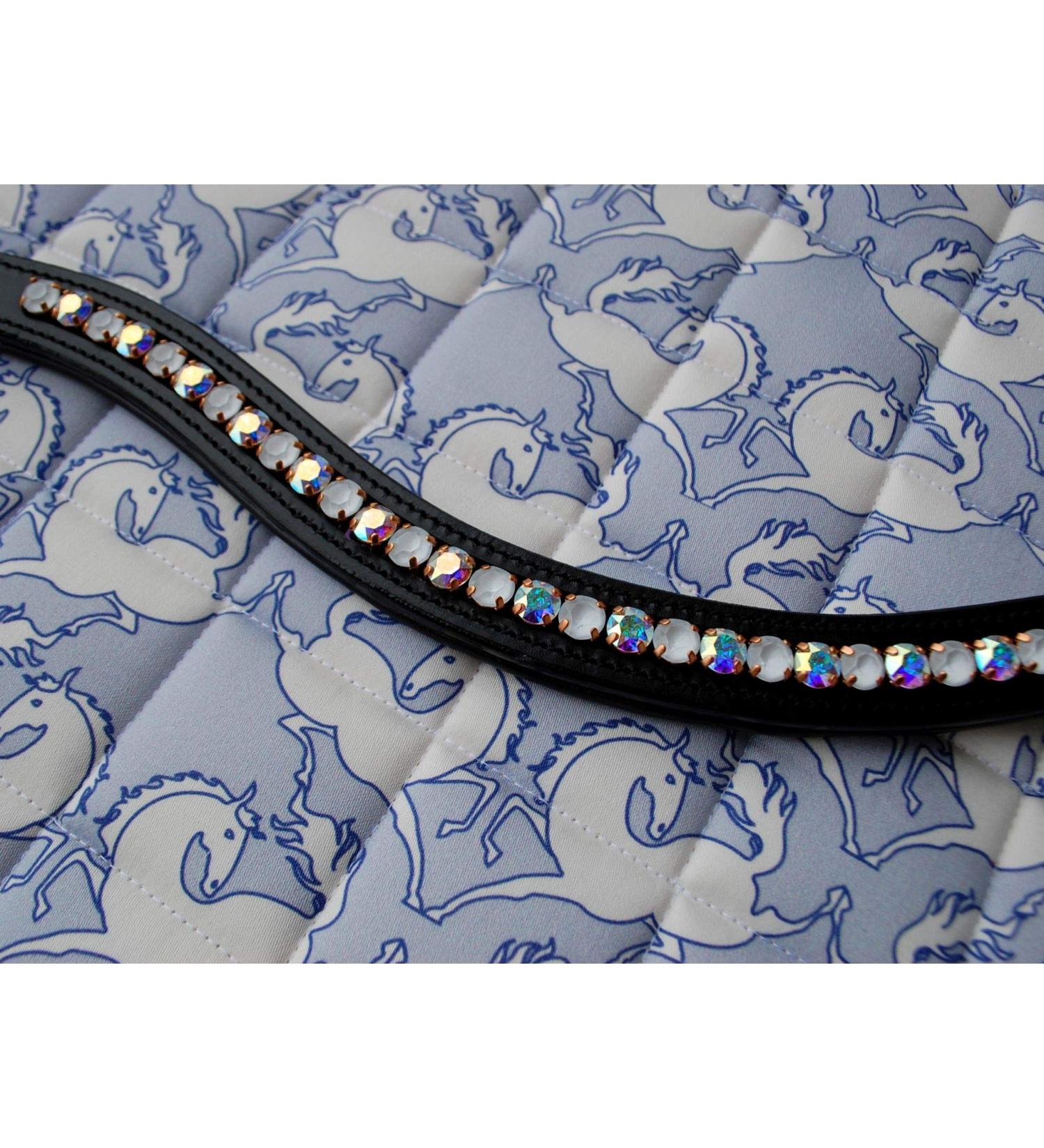 Gl cksHucke Silk Shine Browband for Shetty - Powder White with Crystal AB | International Shipping - Buy Online on SooperMarket.com